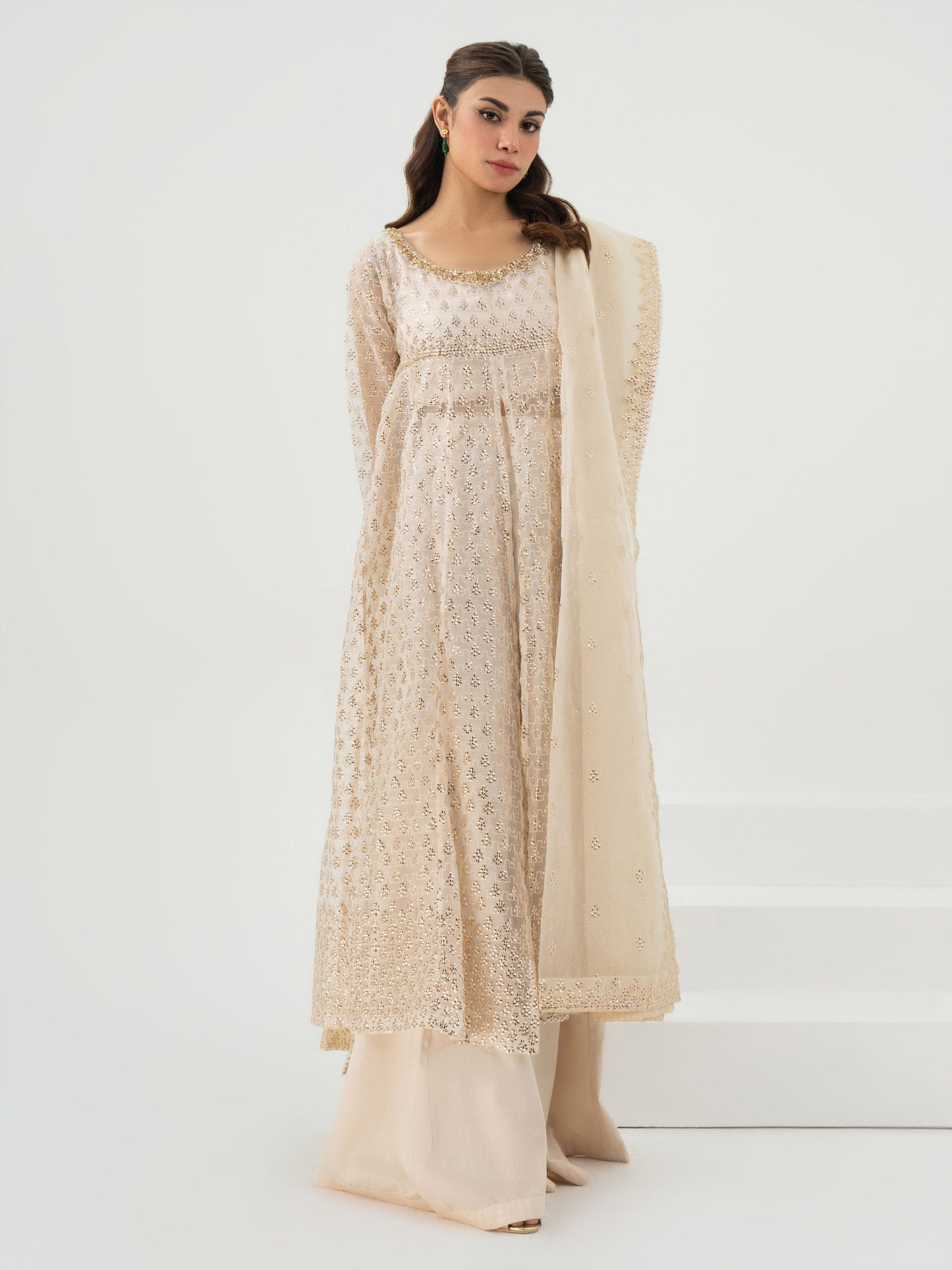 3 Piece Organza Suit-Embroidered (Pret)