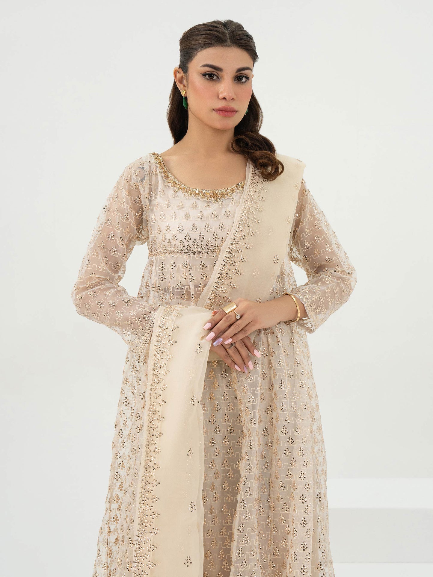 3 Piece Organza Suit-Embroidered (Pret)