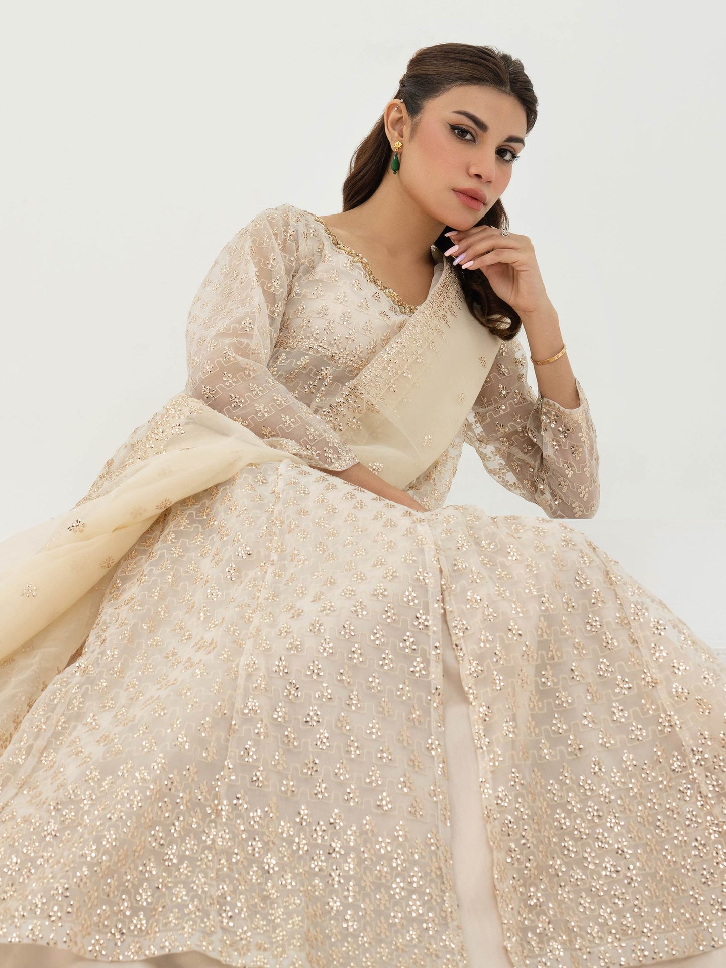 3 Piece Organza Suit-Embroidered (Pret)