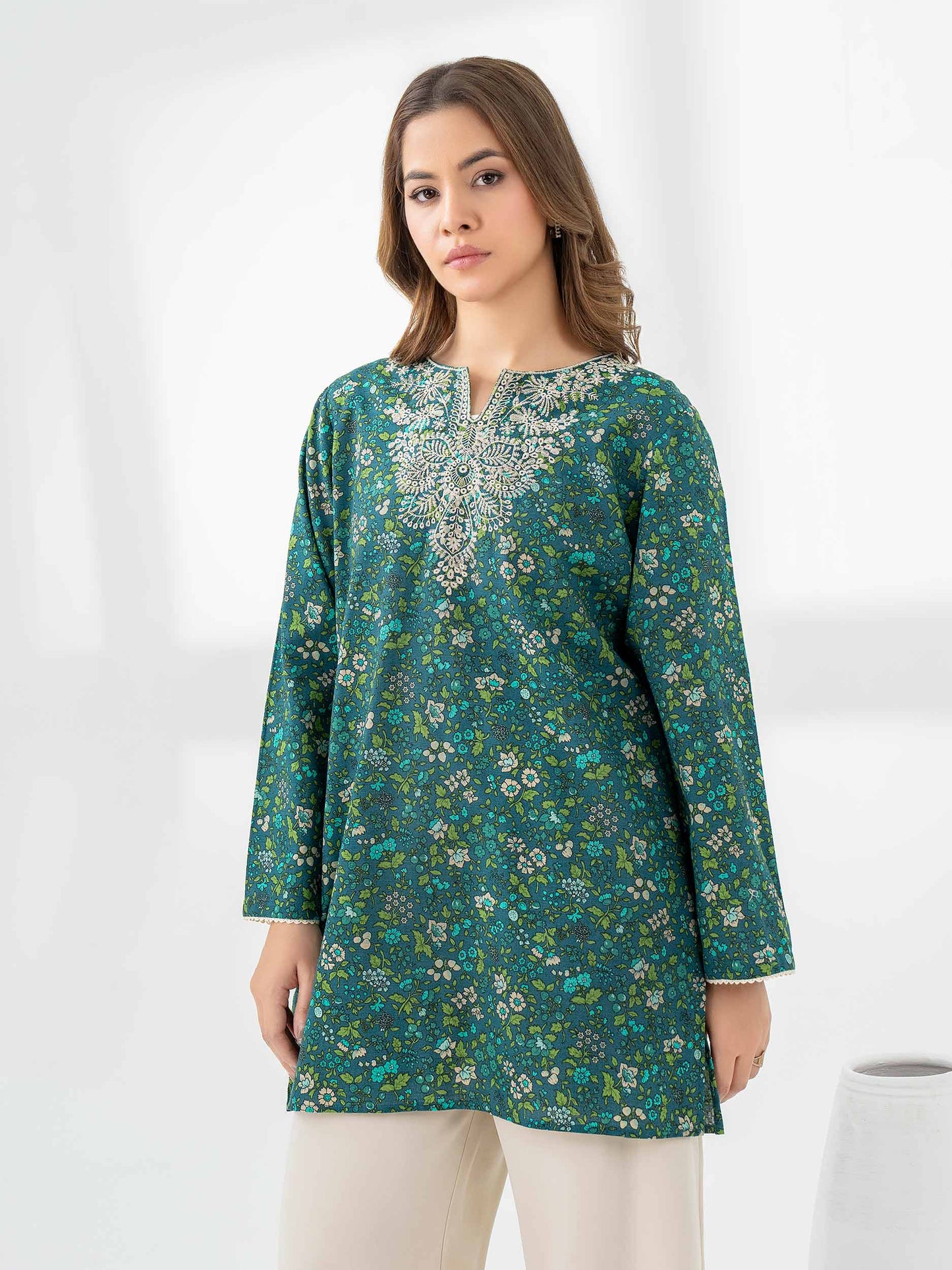 Silk Kurti-Embroidered (Pret)