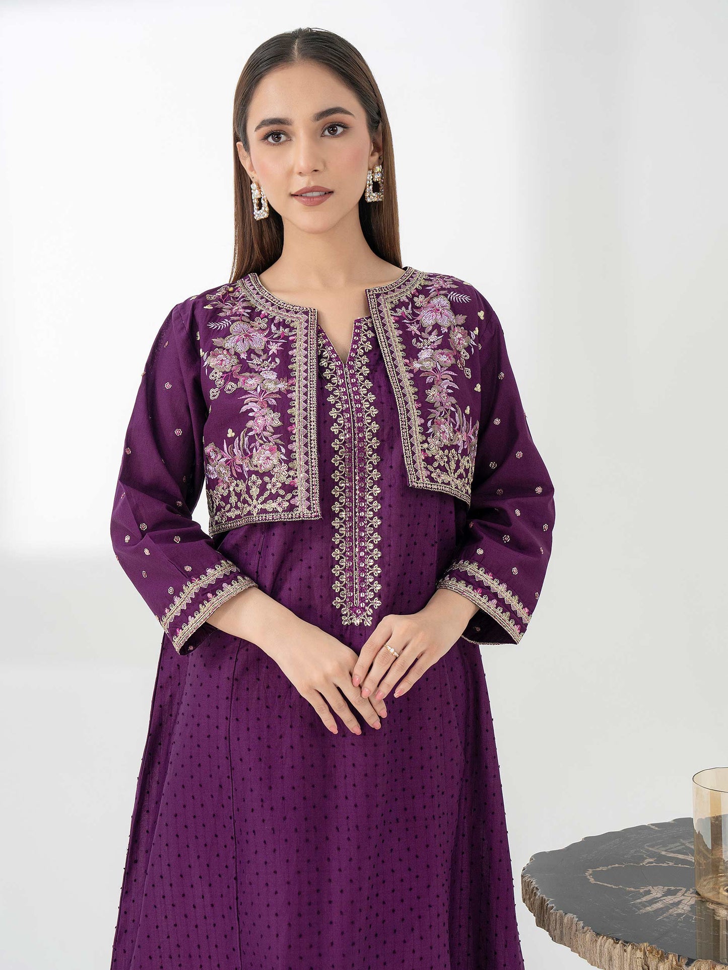 Jacquard Shirt With Bolero-Embroidered (Pret)