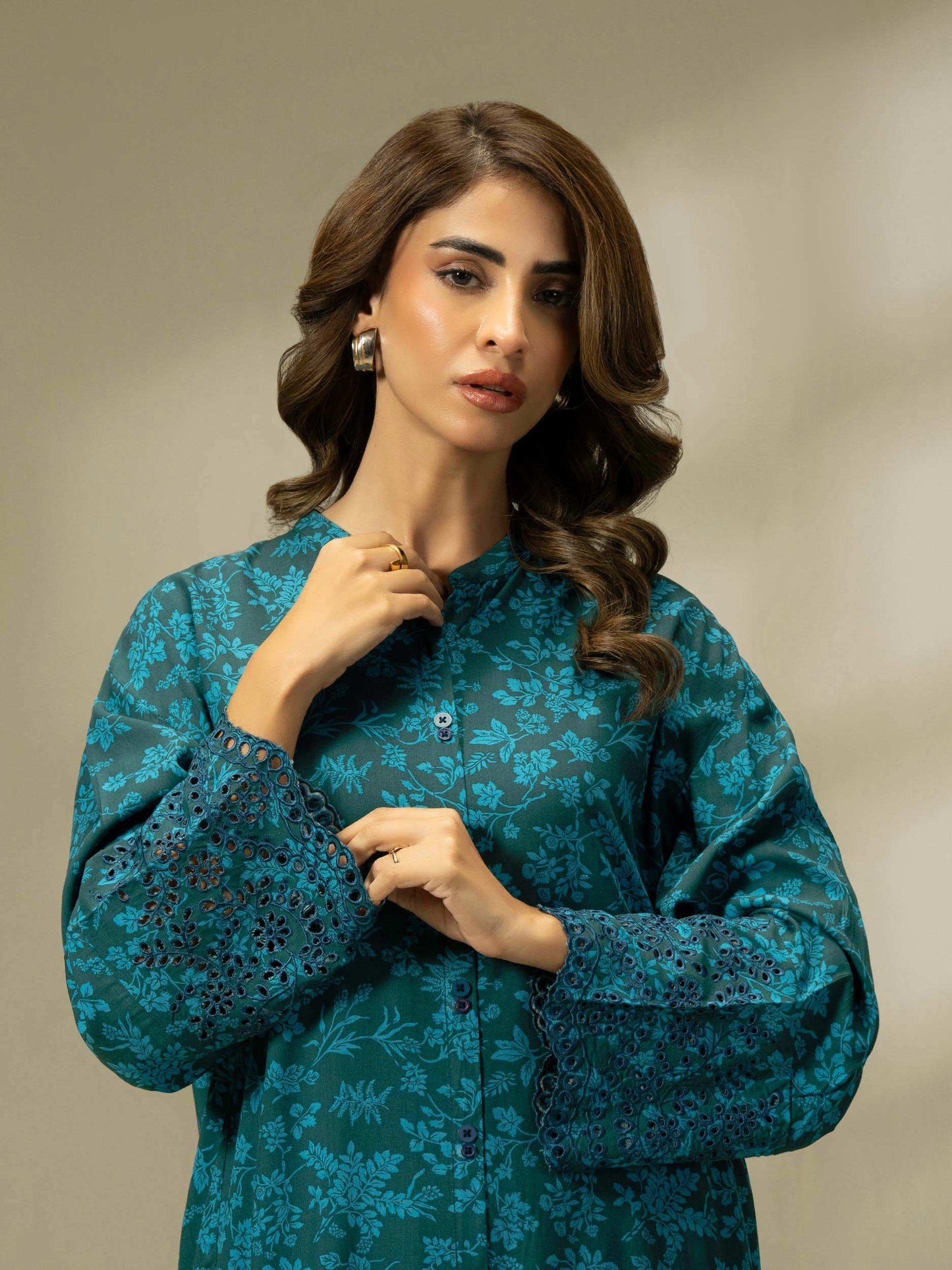 2 Piece Linen Suit-Embroidered (Pret)