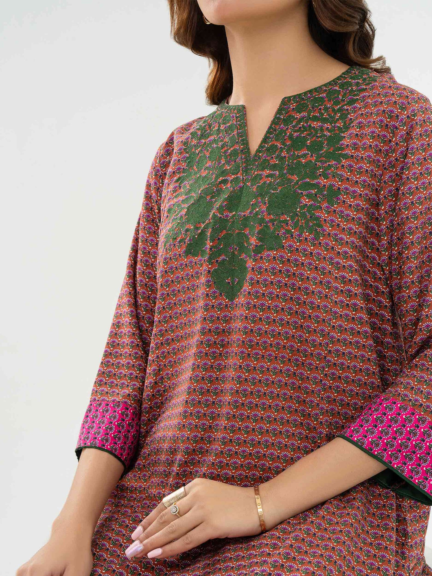Linen Top-Embroidered (Pret)