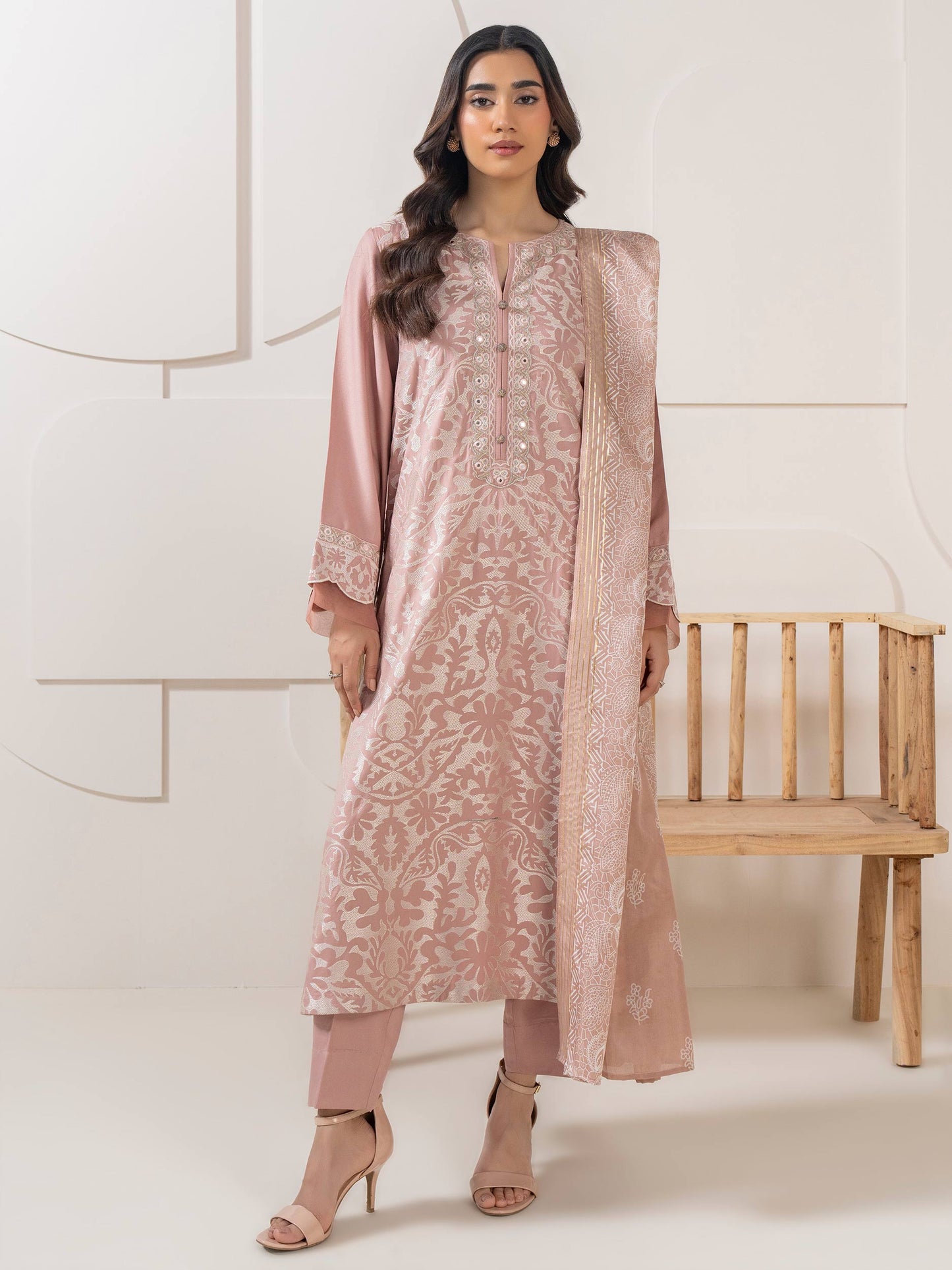 3 Piece Crepe Suit-Embroidered (Pret)