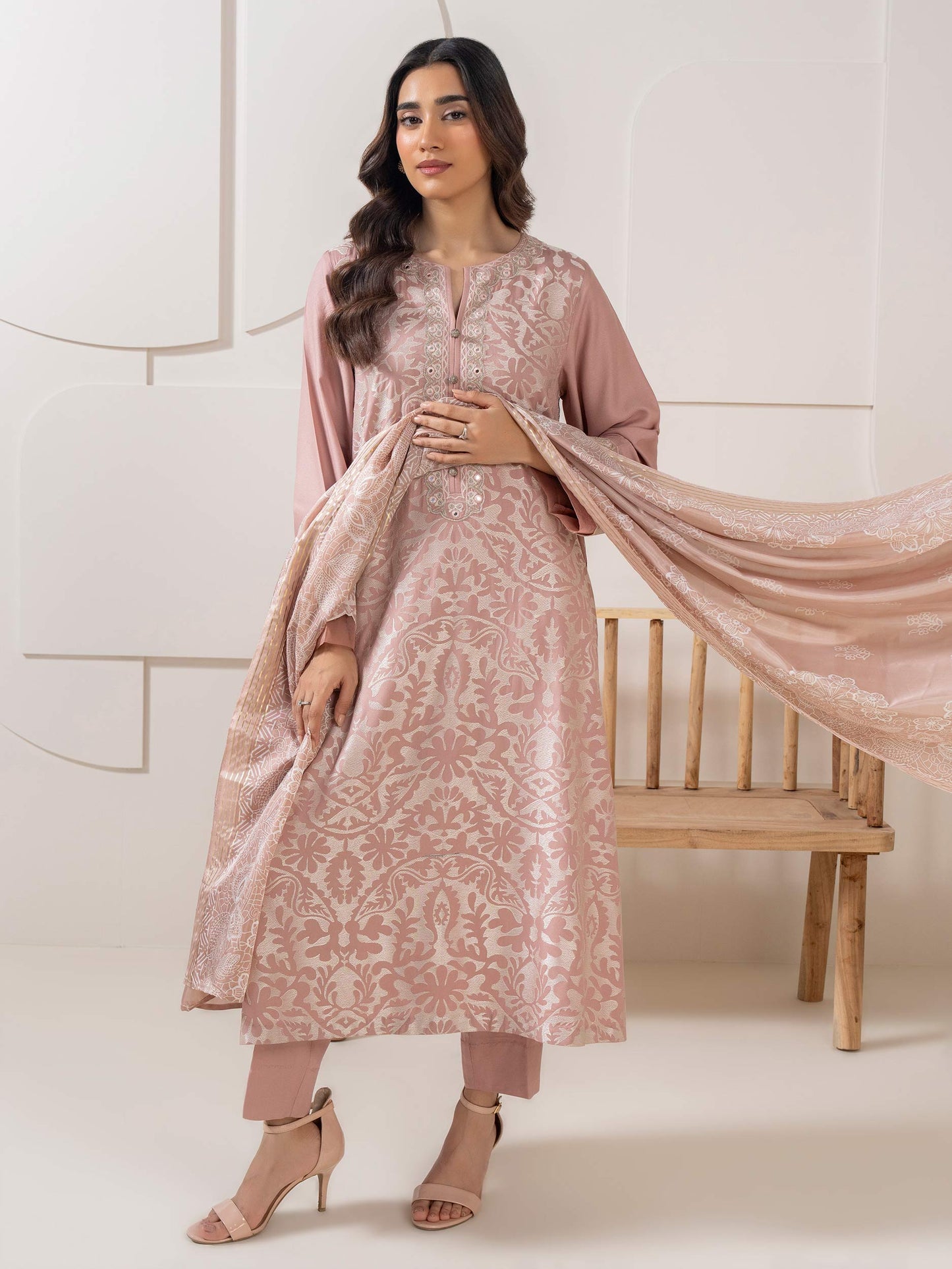 3 Piece Crepe Suit-Embroidered (Pret)