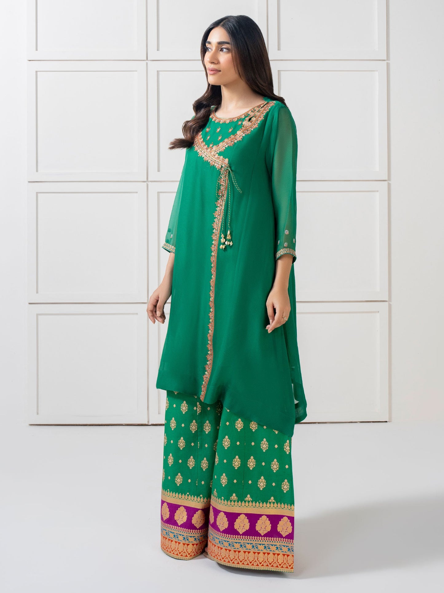 2 Piece Chiffon Suit-Embellished (Pret)