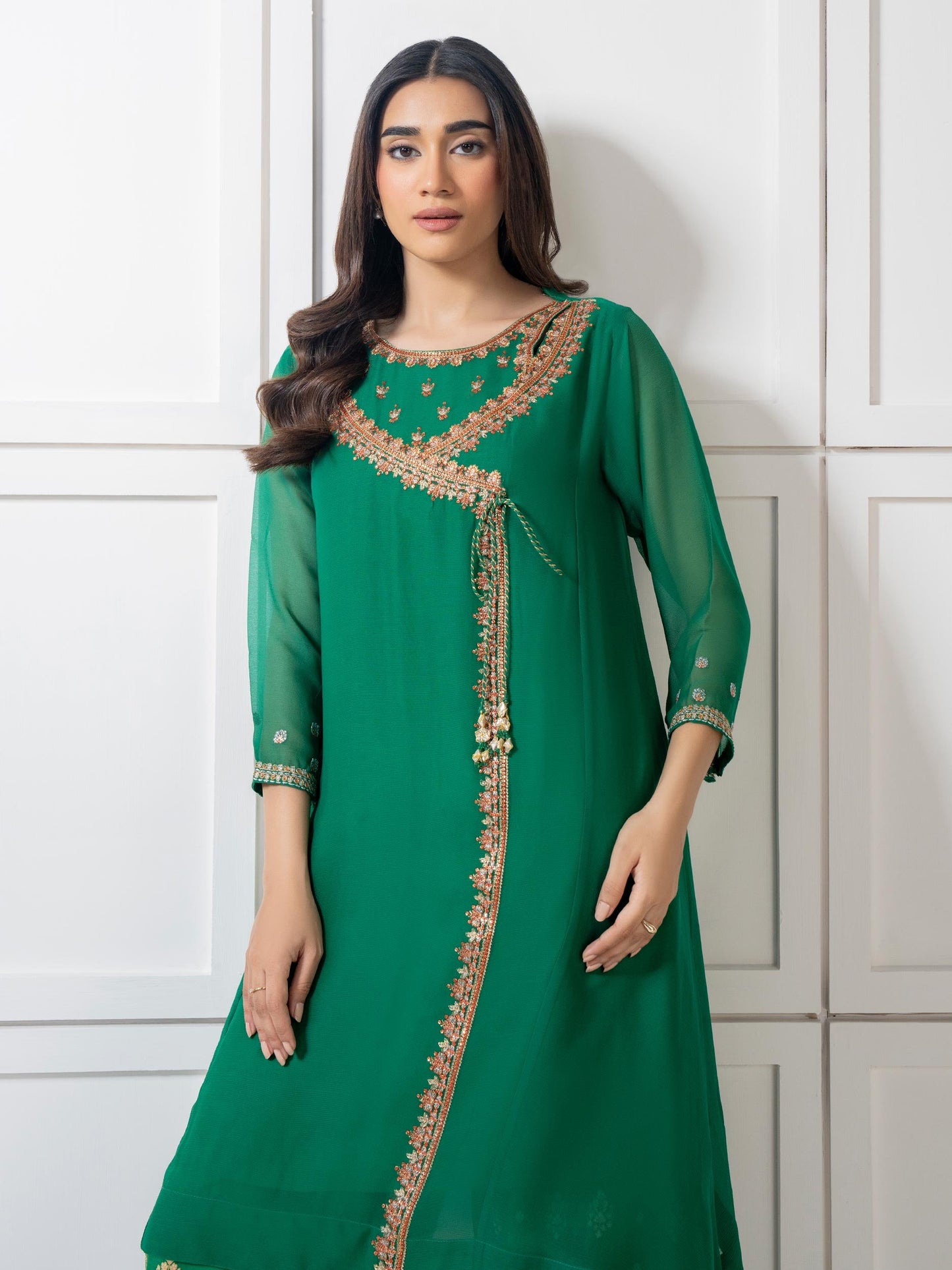 2 Piece Chiffon Suit-Embellished (Pret)