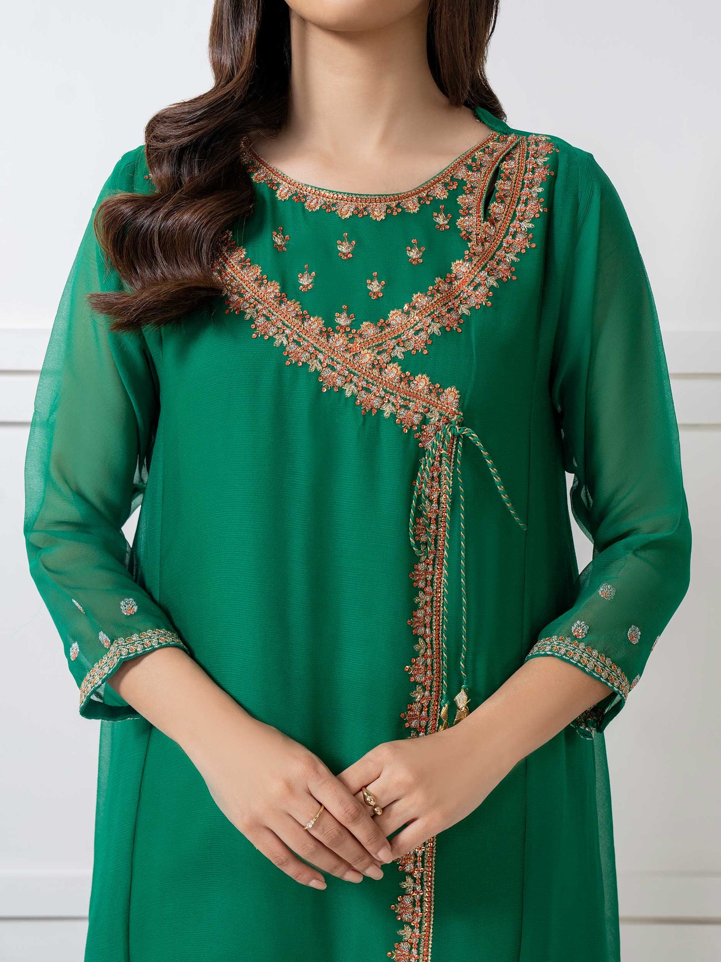 2 Piece Chiffon Suit-Embellished (Pret)