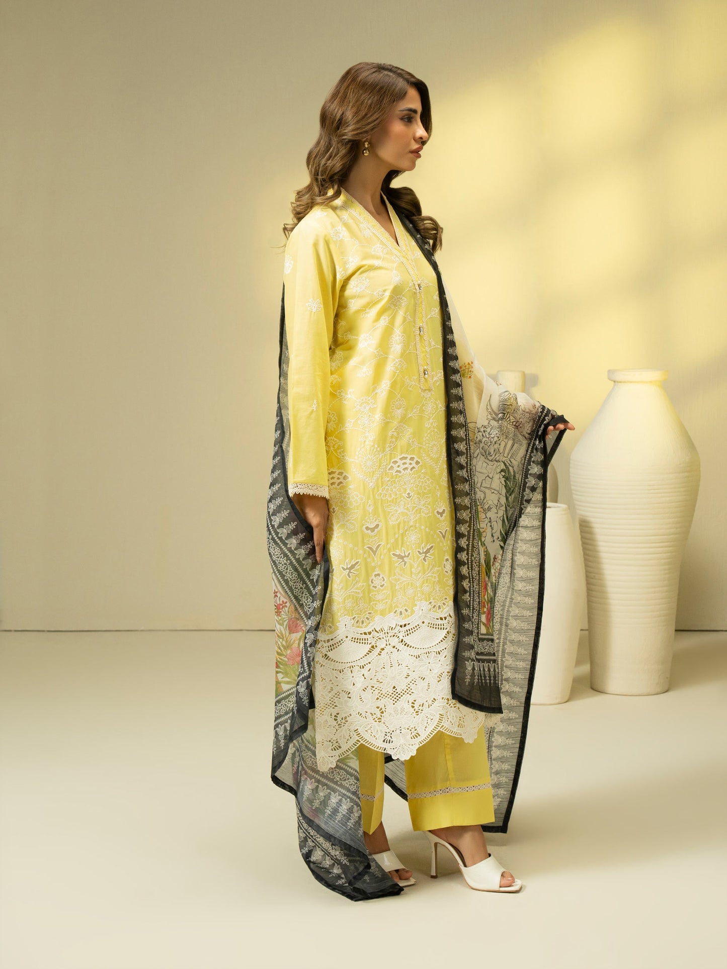 3 Piece Cambric Suit-Embroidered (Pret)