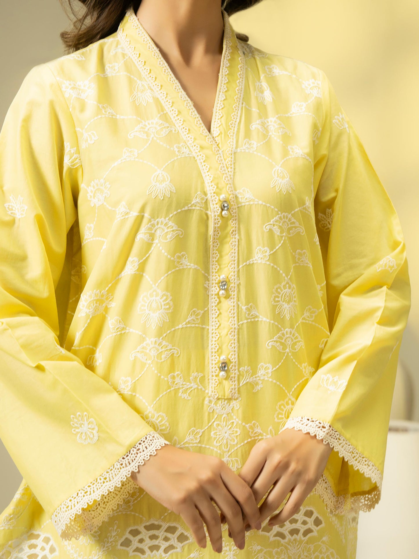 3 Piece Cambric Suit-Embroidered (Pret)