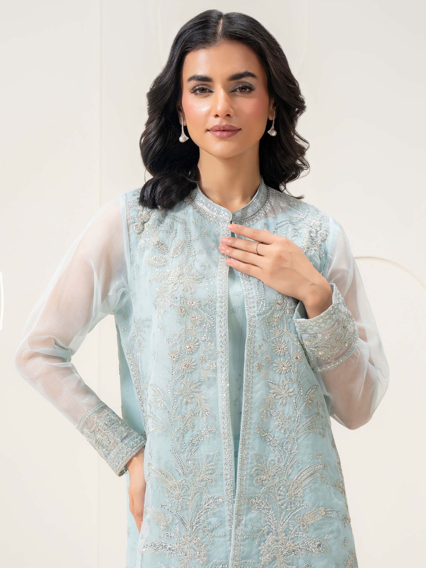 2 Piece Organza Suit-Embellished (Pret)