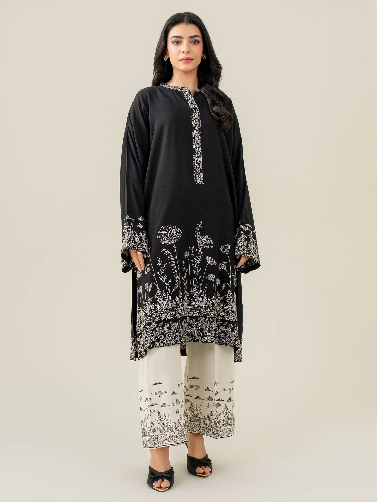 2 Piece Linen Suit-Embroidered (Pret)