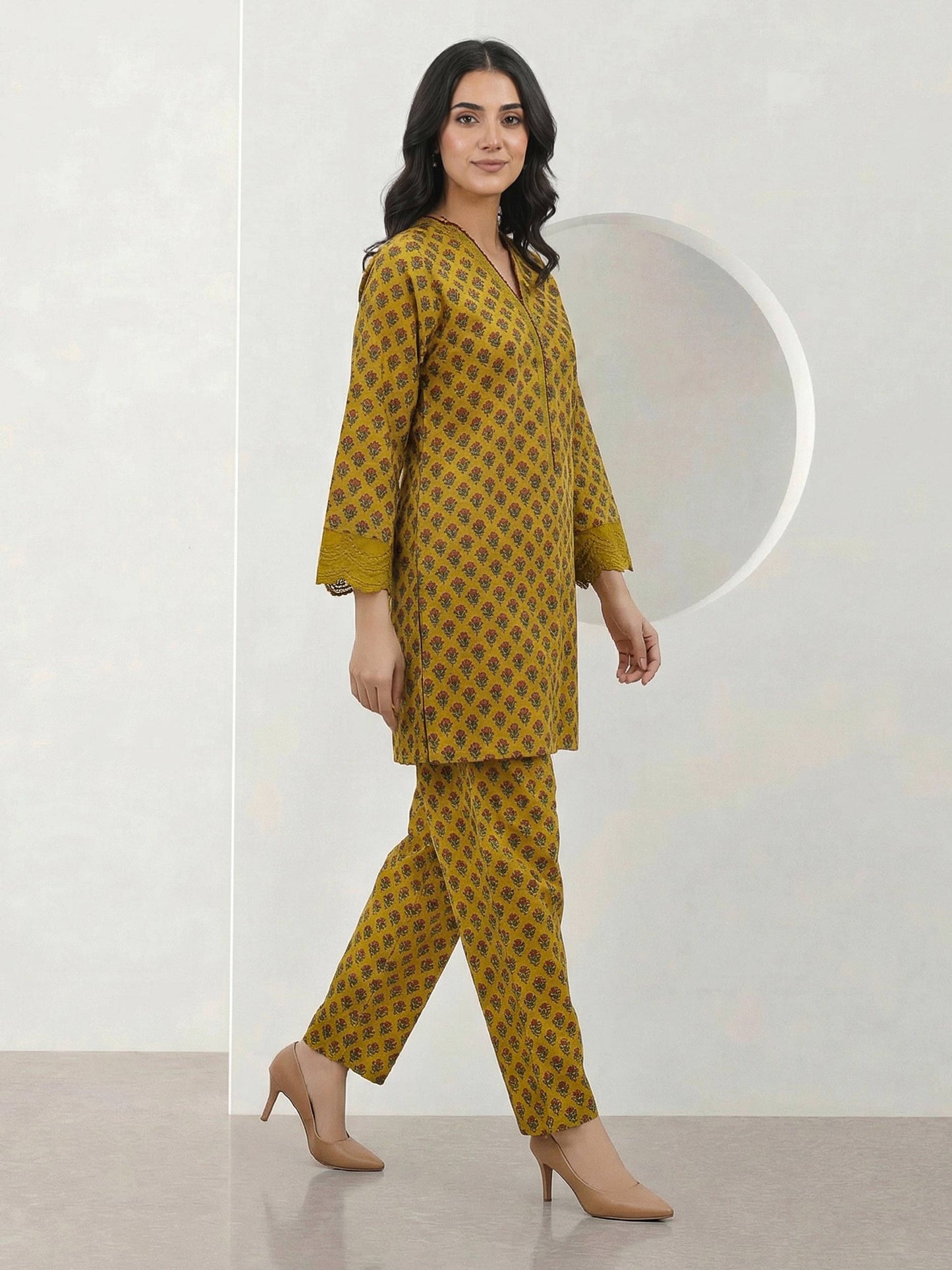 2 Piece Cambric Suit- Embroidered (Pret)
