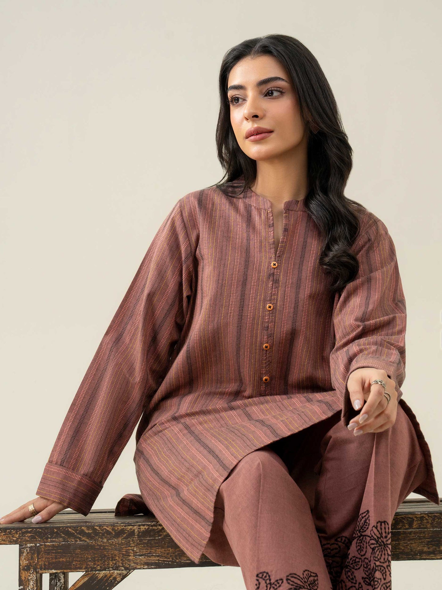 2 Piece Yarn Dyed Suit-Embroidered (Pret)