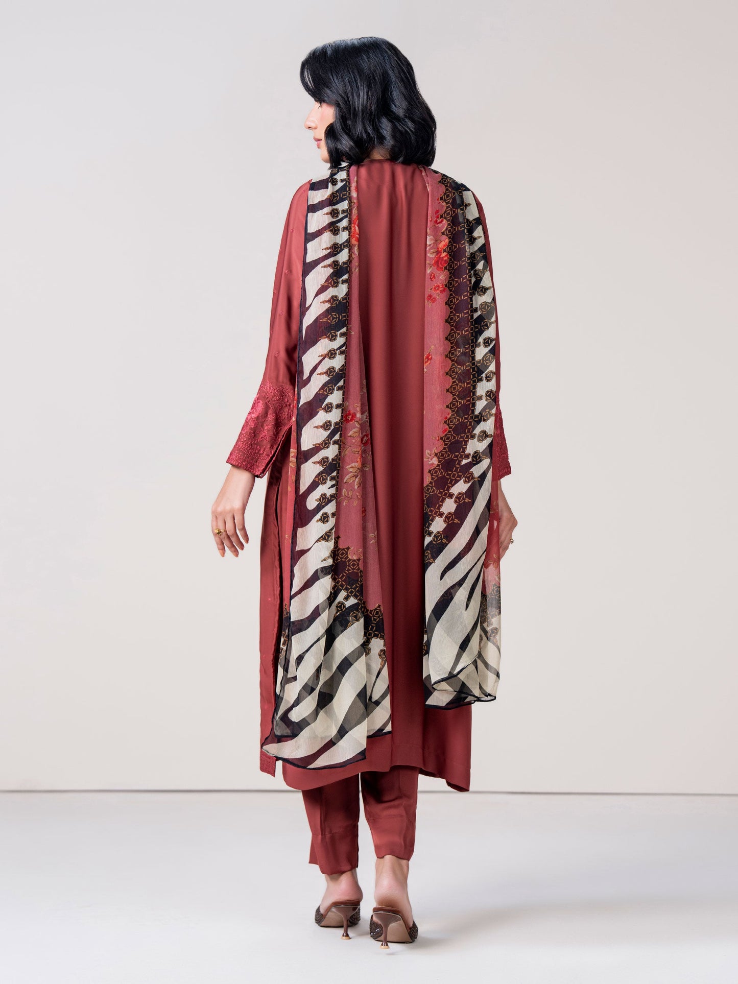 3 Piece Silk Suit- Embroidered (Pret)