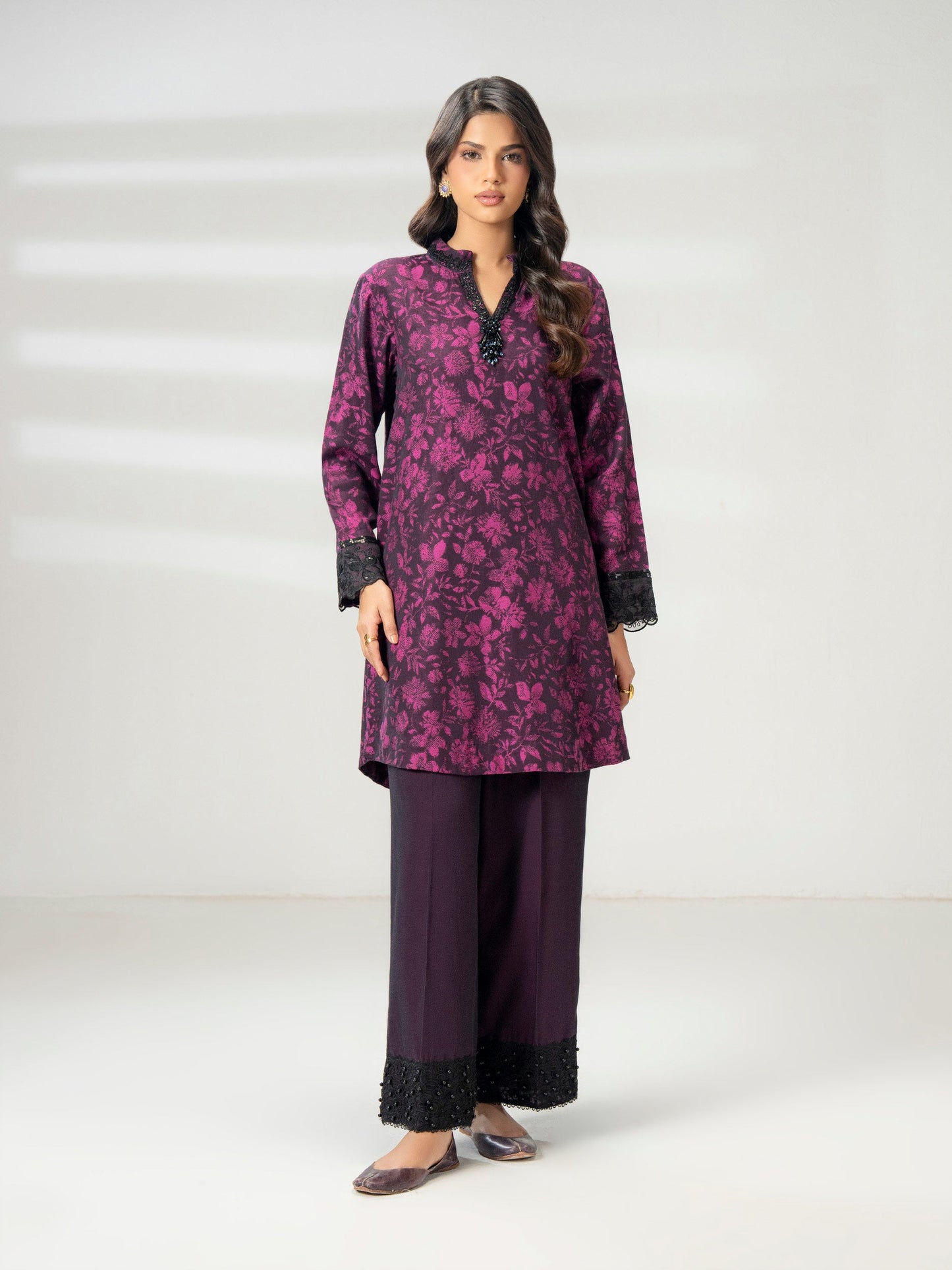 2 Piece Jacquard Suit-Embroidered (Pret)