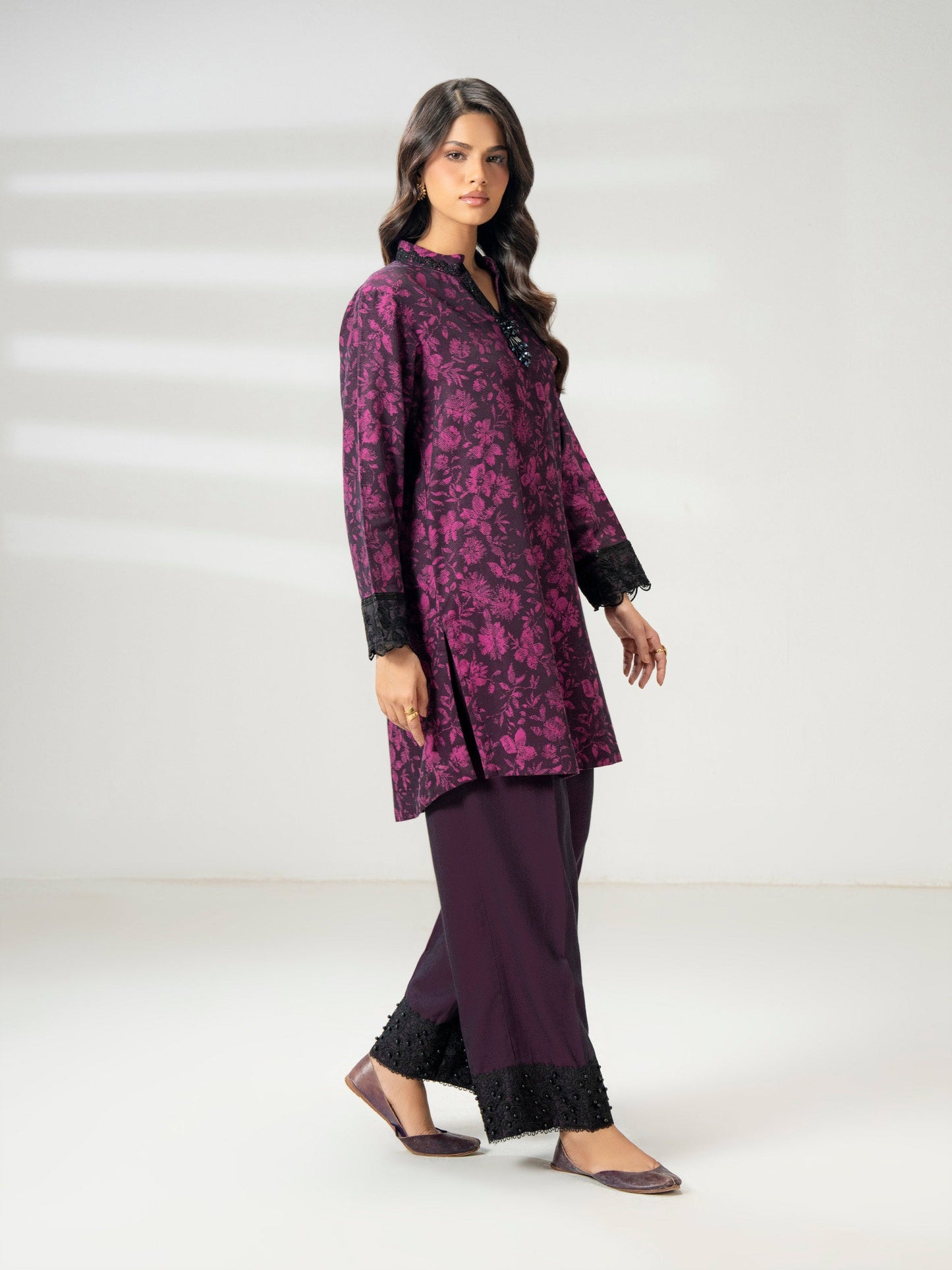 2 Piece Jacquard Suit-Embroidered (Pret)