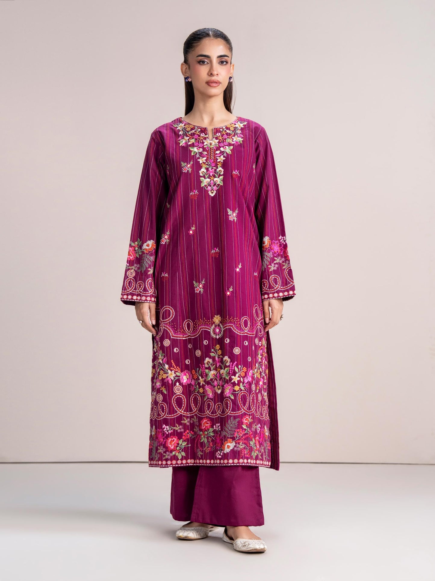 2 Piece Yarn Dyed Suit- Embroidered (Pret)