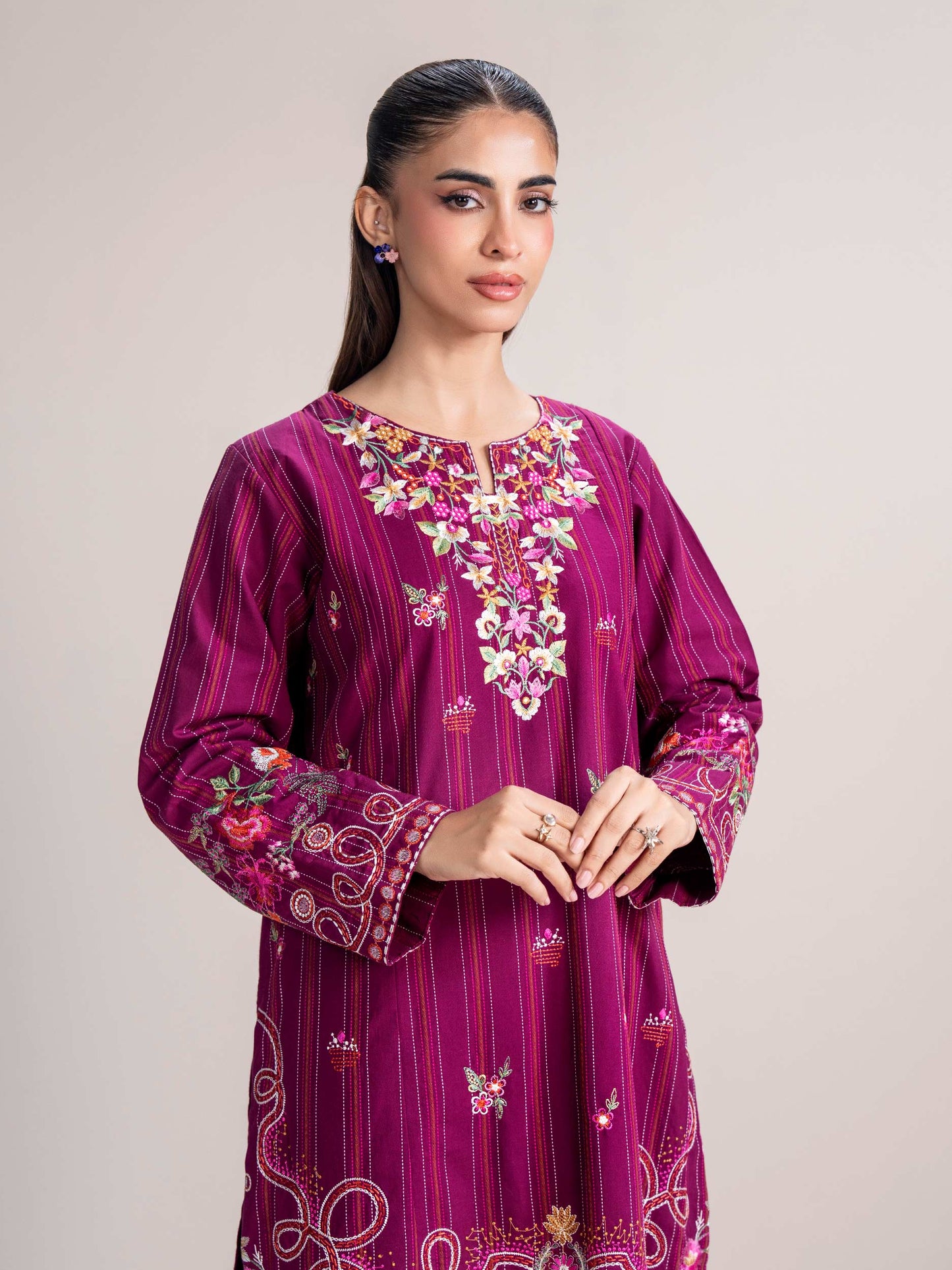 2 Piece Yarn Dyed Suit- Embroidered (Pret)
