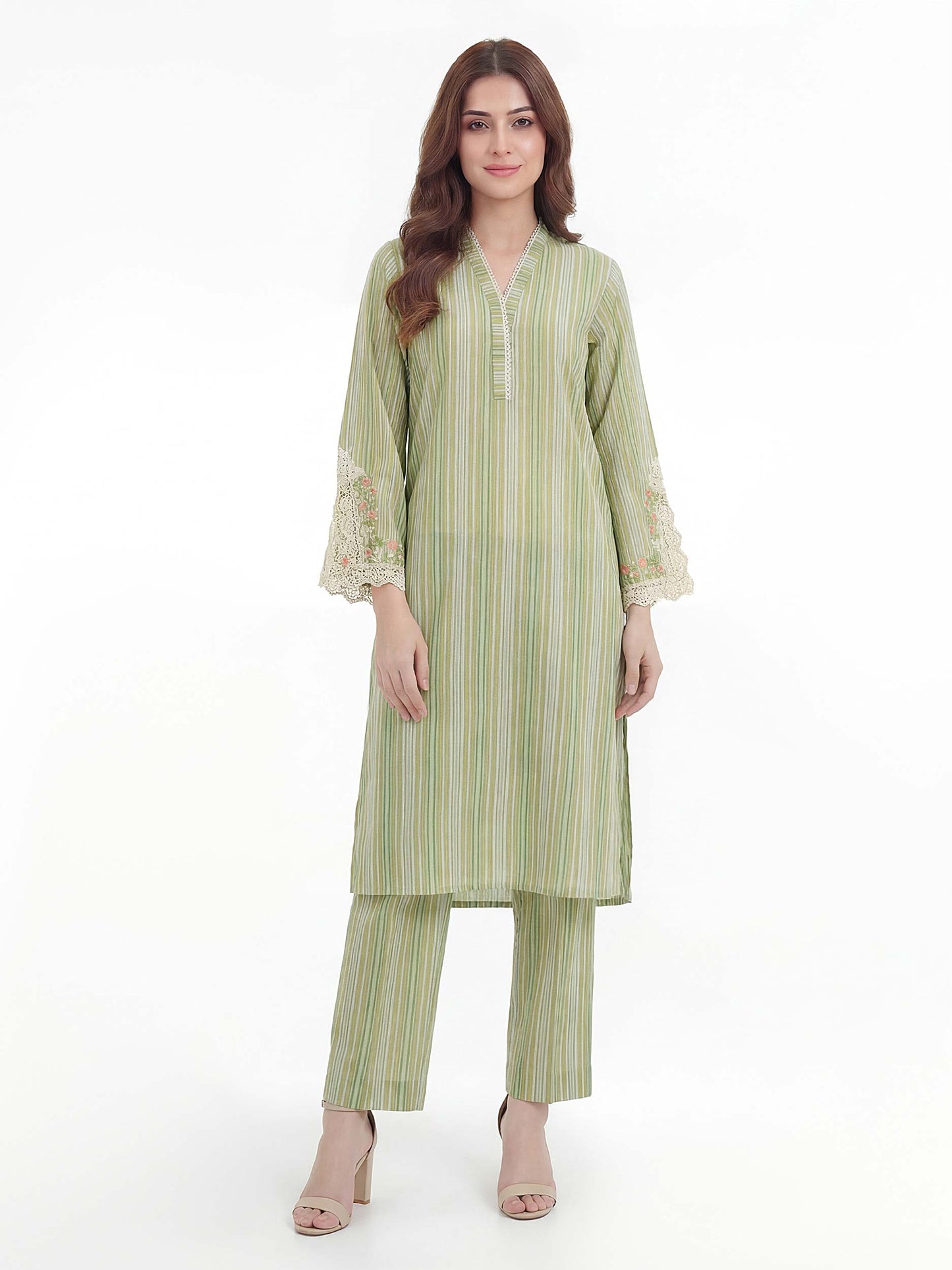 2 Piece Cambric Suit- Embroidered (Pret)
