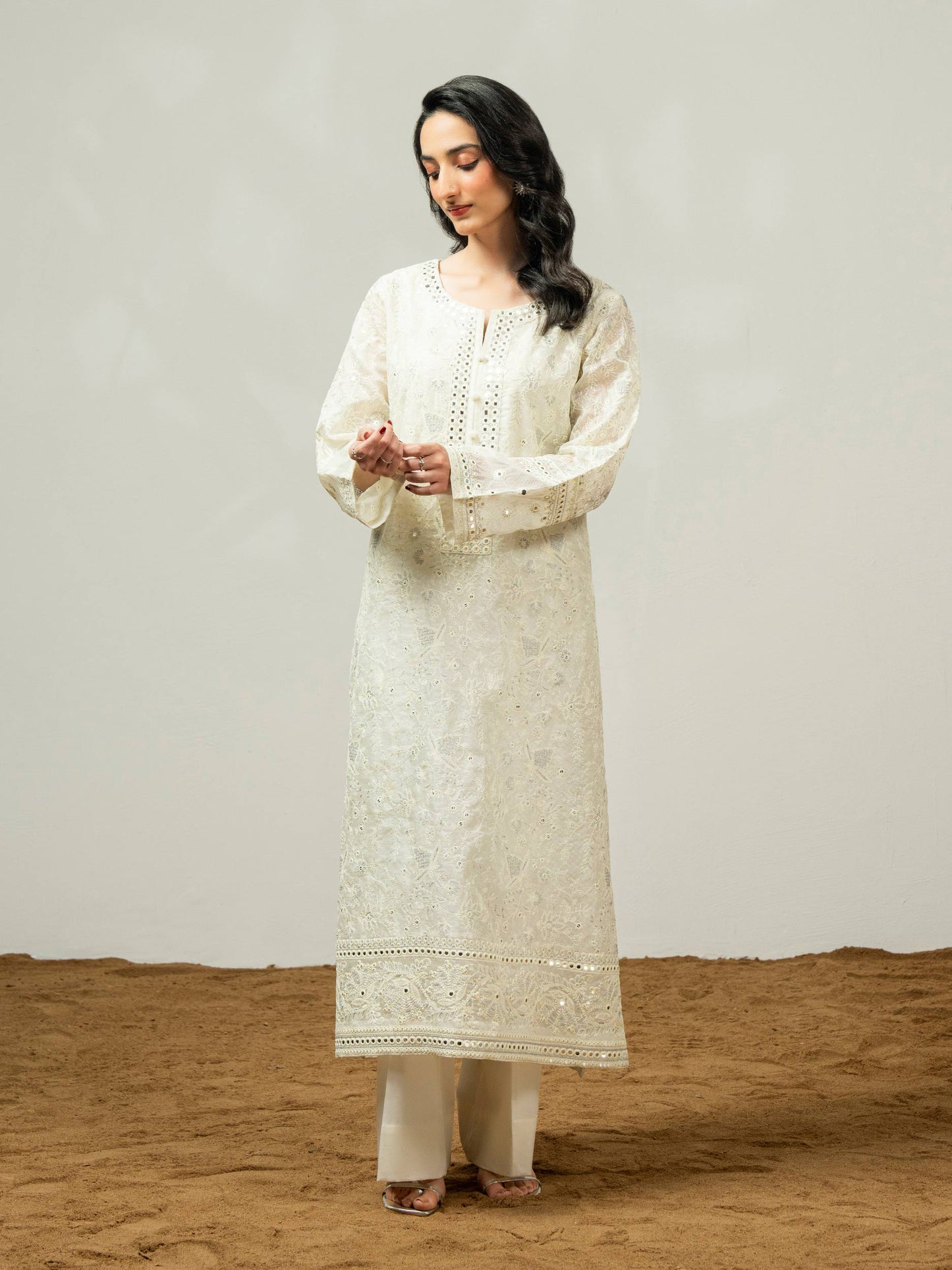 2 Piece Net Suit-Embroidered (Pret)
