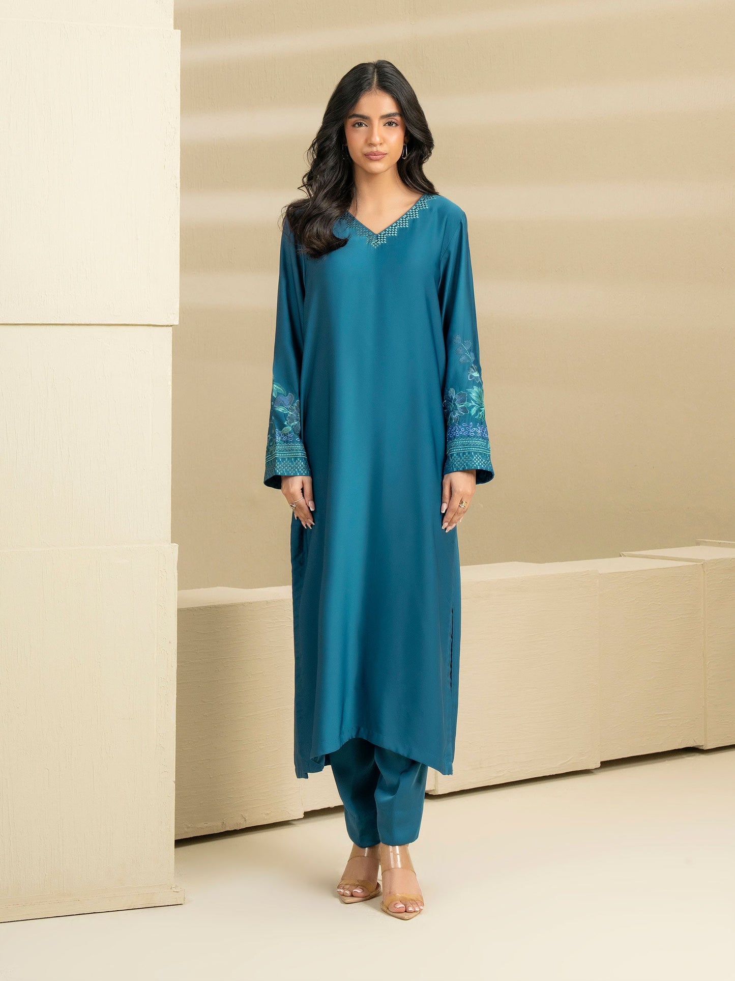 2 Piece Silk Suit-Embroidered (Pret)