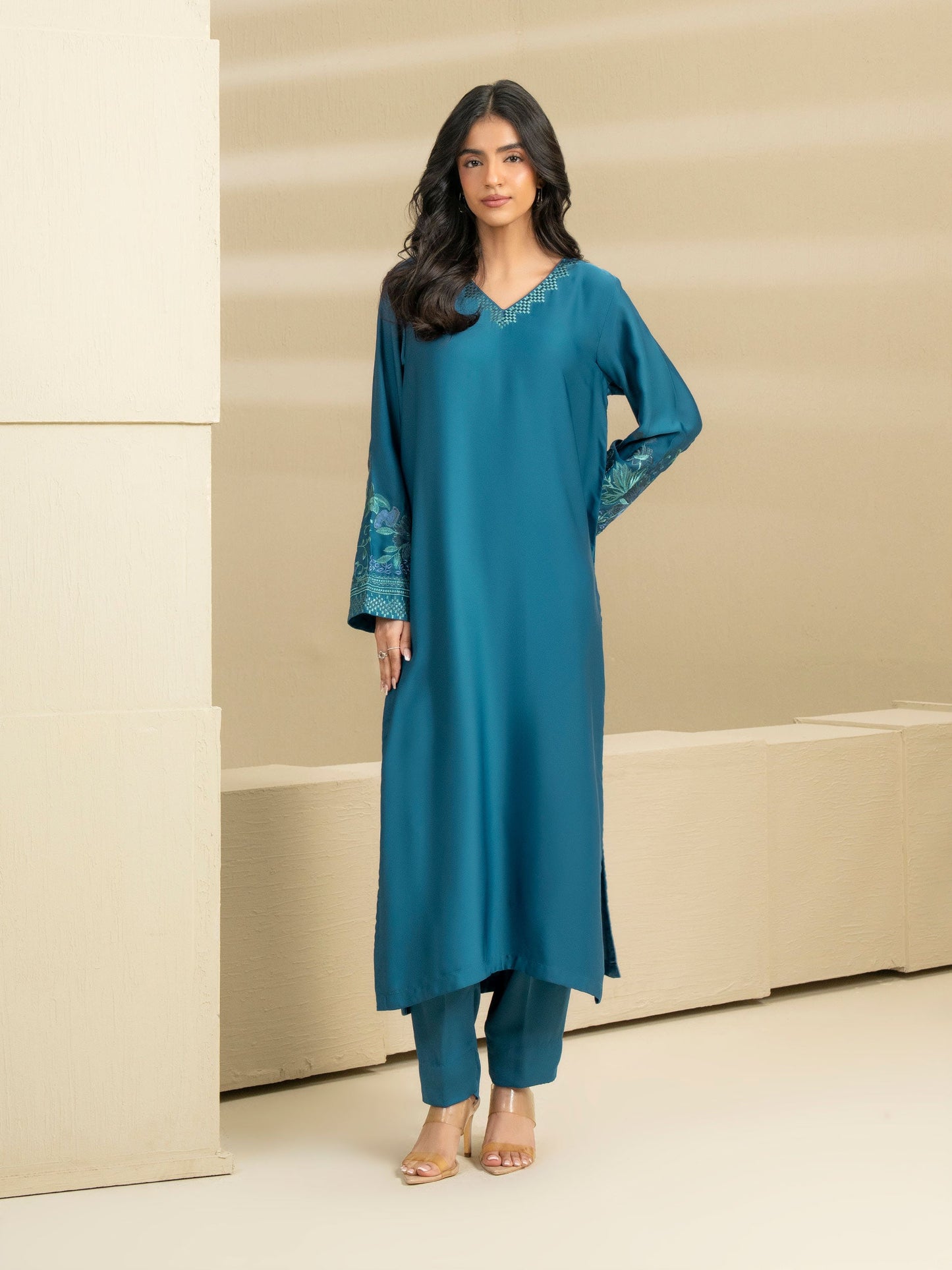 2 Piece Silk Suit-Embroidered (Pret)