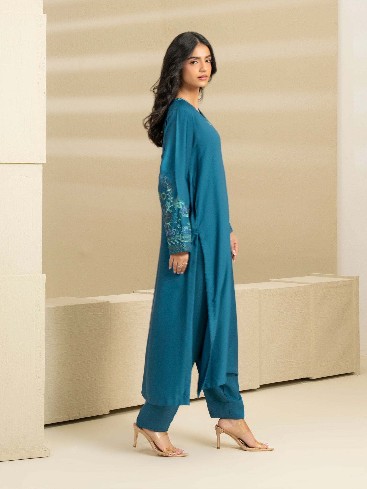 2 Piece Silk Suit-Embroidered (Pret)