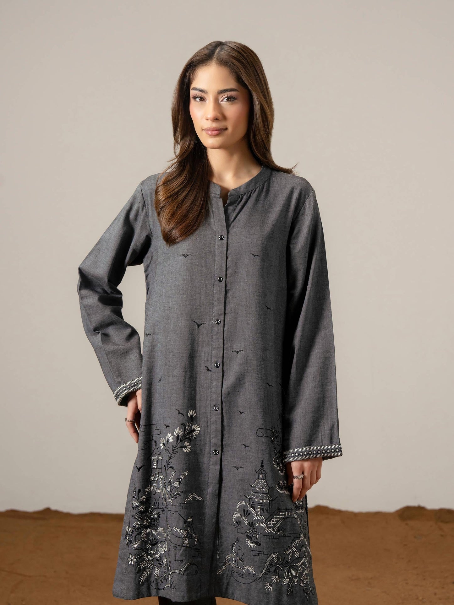 2 Piece Yarn Dyed Suit-Embroidered (Pret)