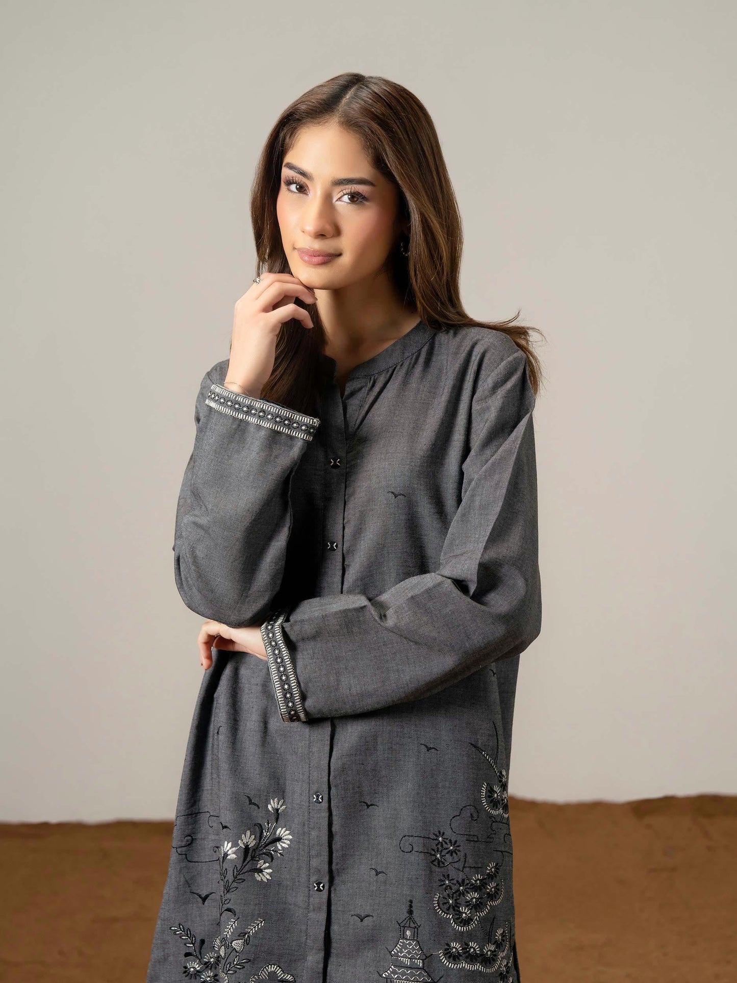 2 Piece Yarn Dyed Suit-Embroidered (Pret)