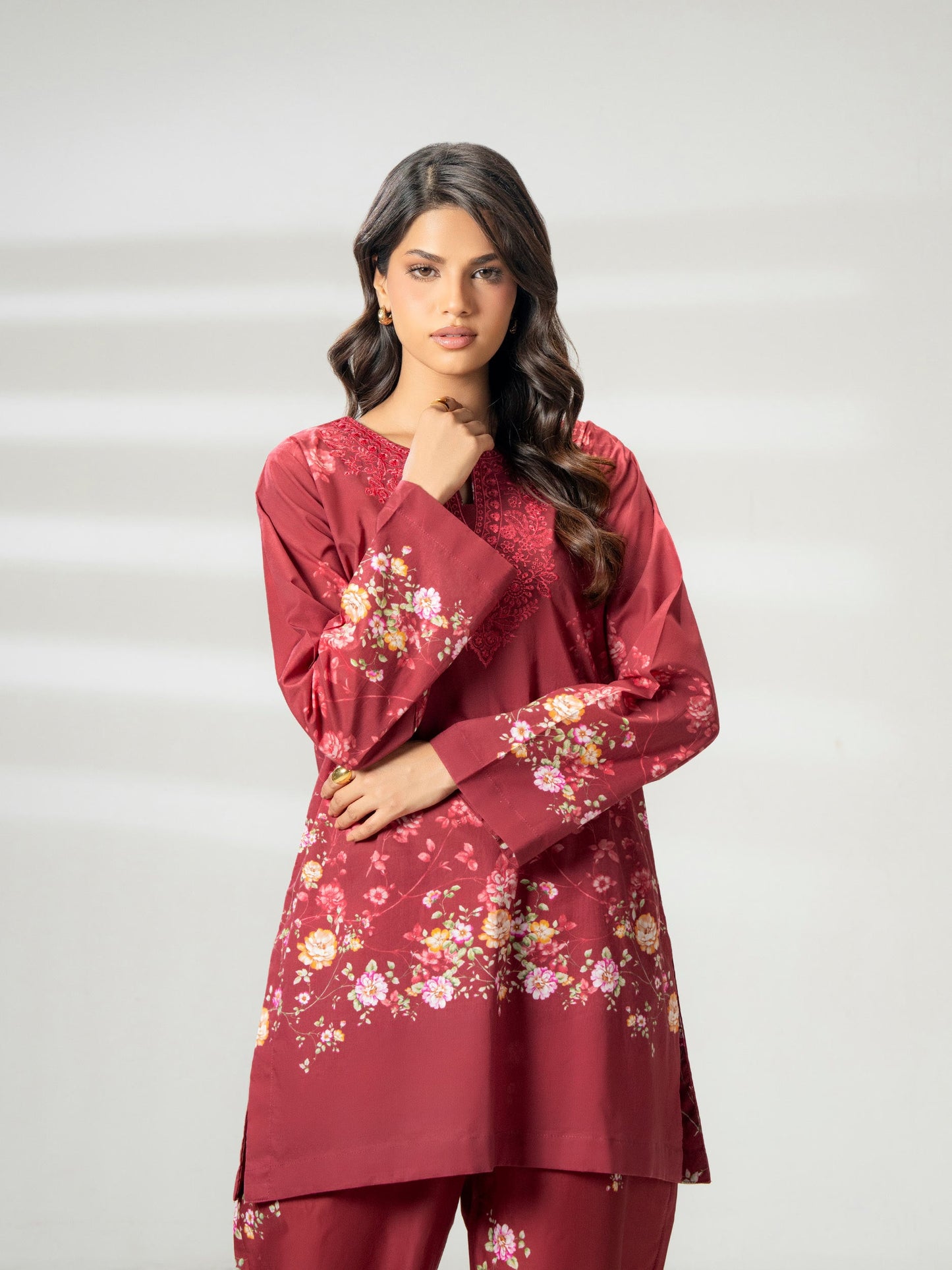 2 Piece Cambric Suit-Embroidered (Pret)