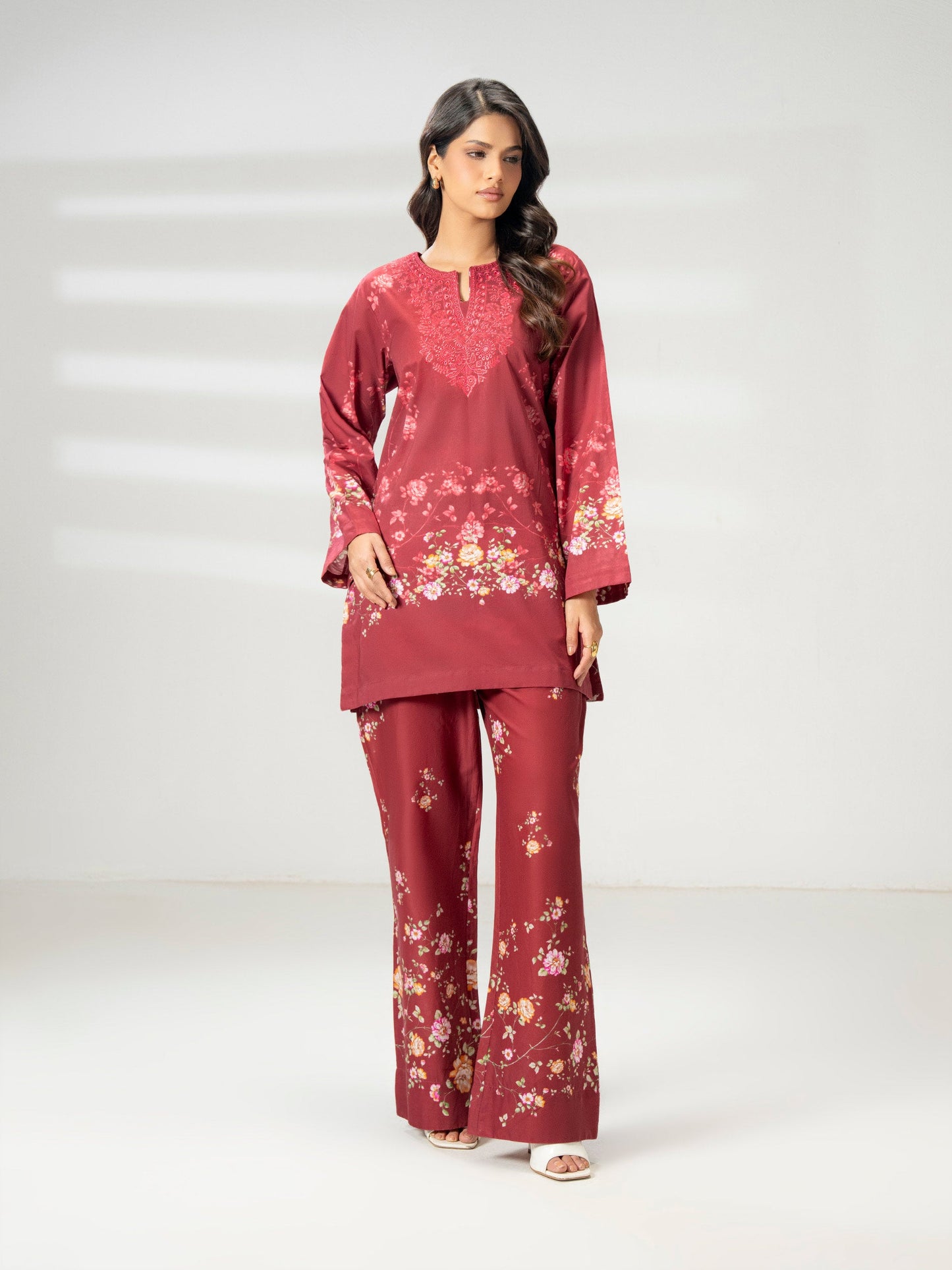2 Piece Cambric Suit-Embroidered (Pret)