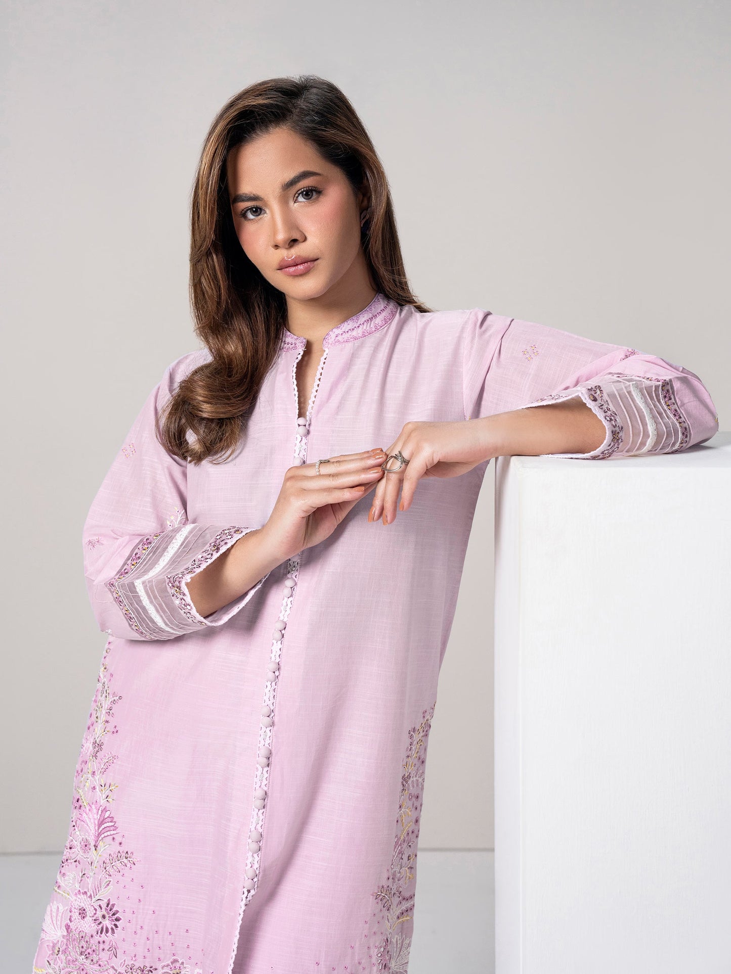 2 Piece Cambric Suit- Embroidered (Pret)