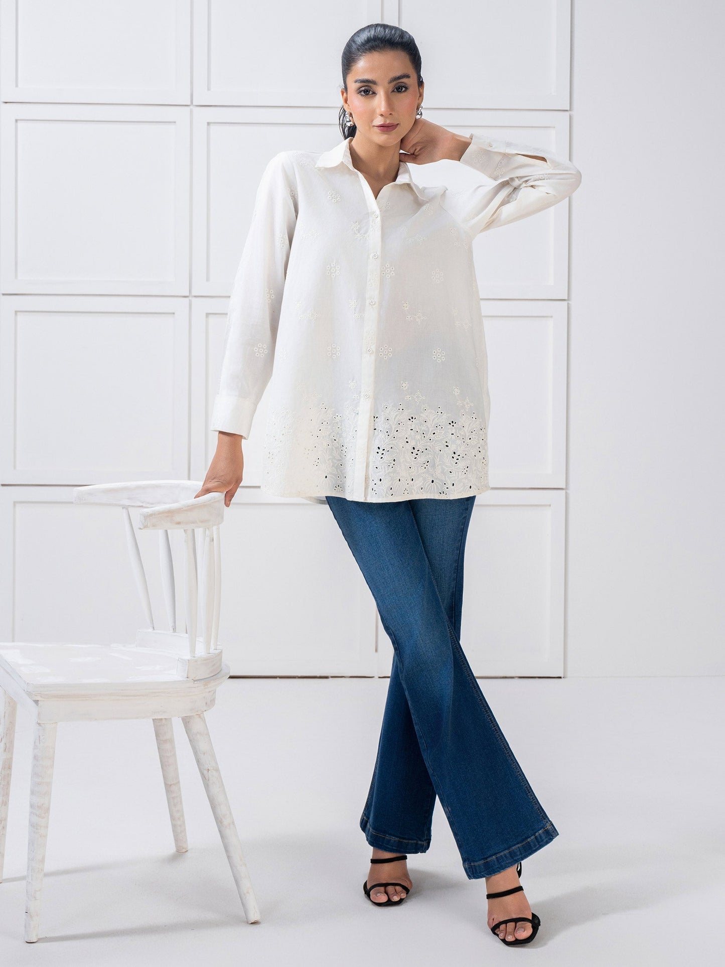 Cambric Top-Embroidered