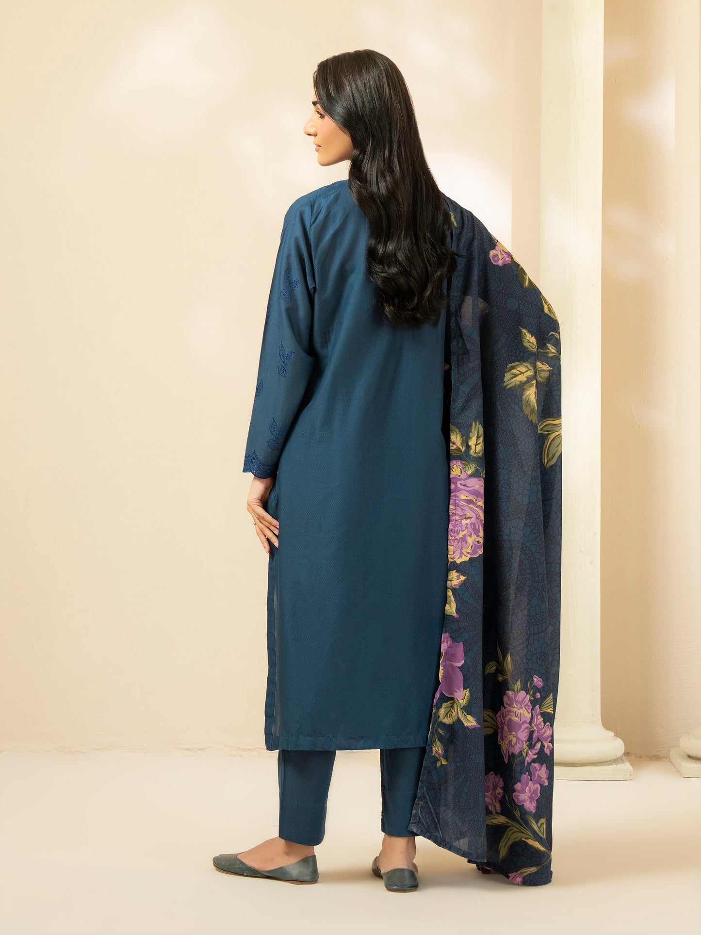 3 Piece Cotton Suit-Embroidered (Pret)