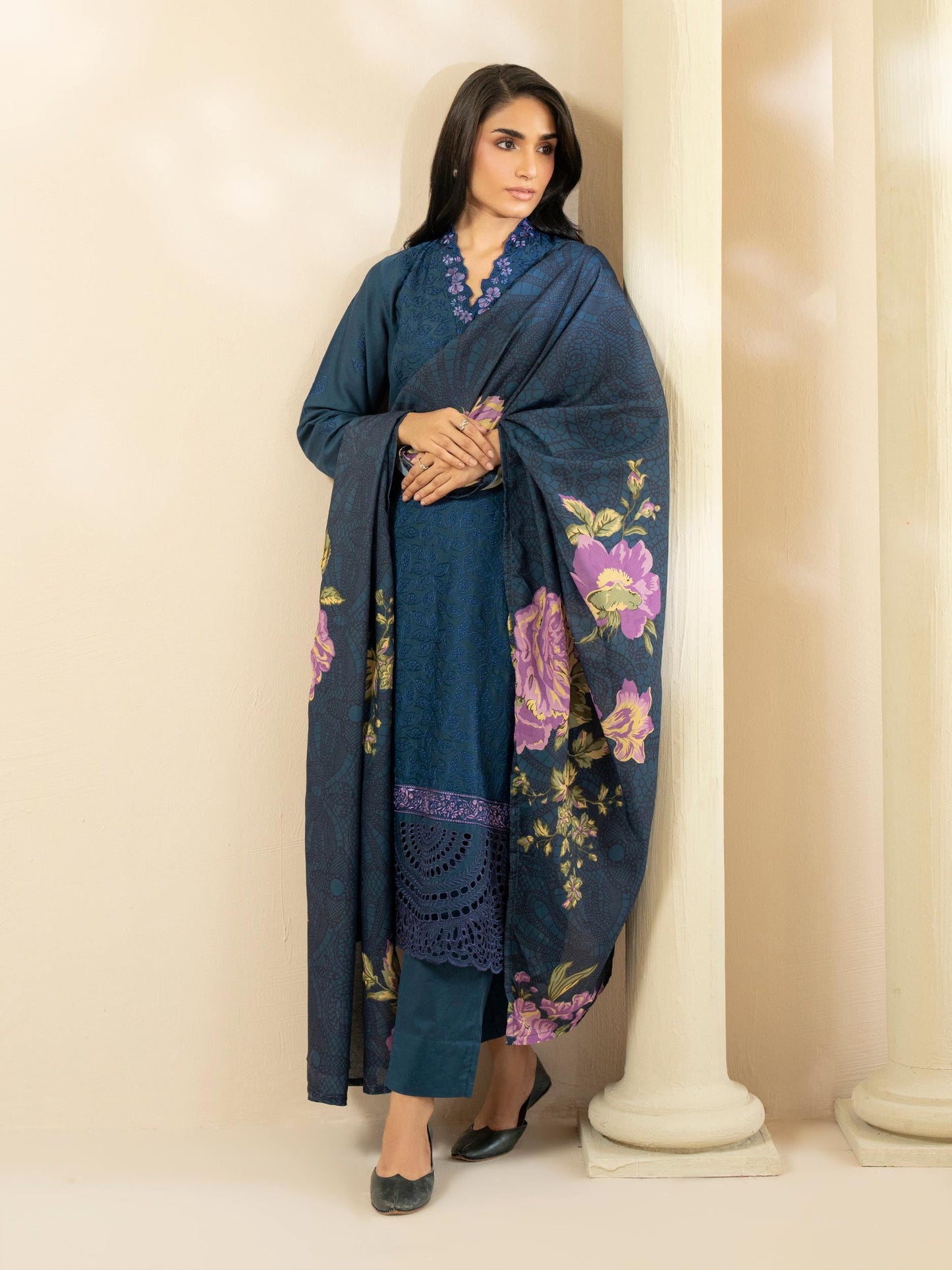 3 Piece Cotton Suit-Embroidered (Pret)