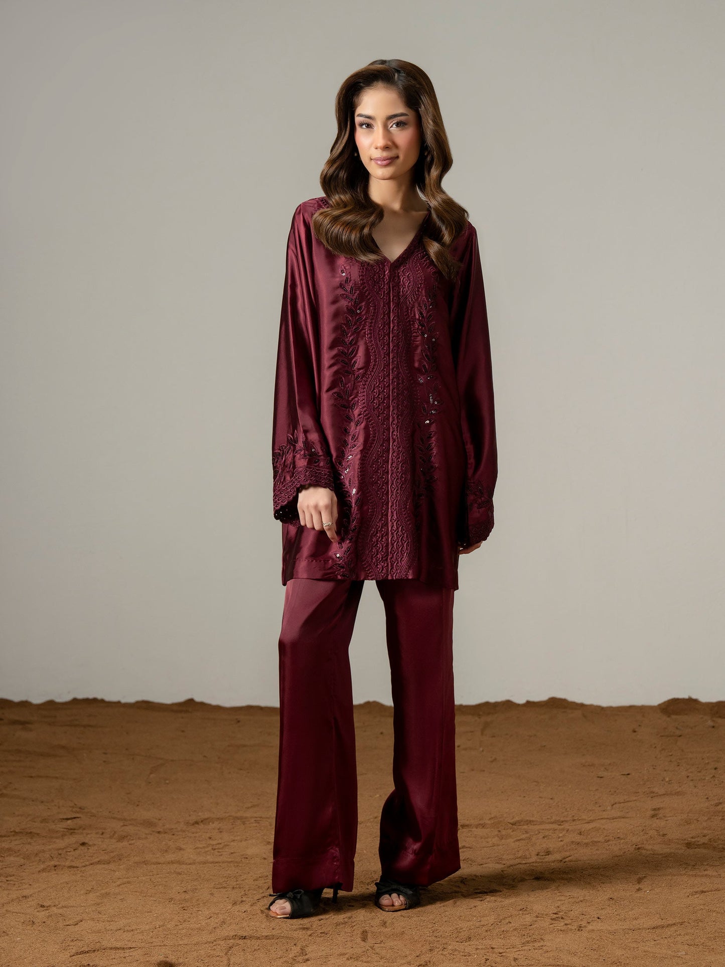 Silk Co-ord Set-Embroidered (Pret)