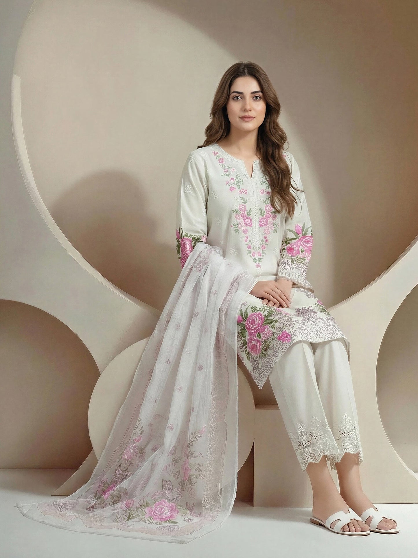 3 Piece Lawn Suit- Embroidered (Pret)