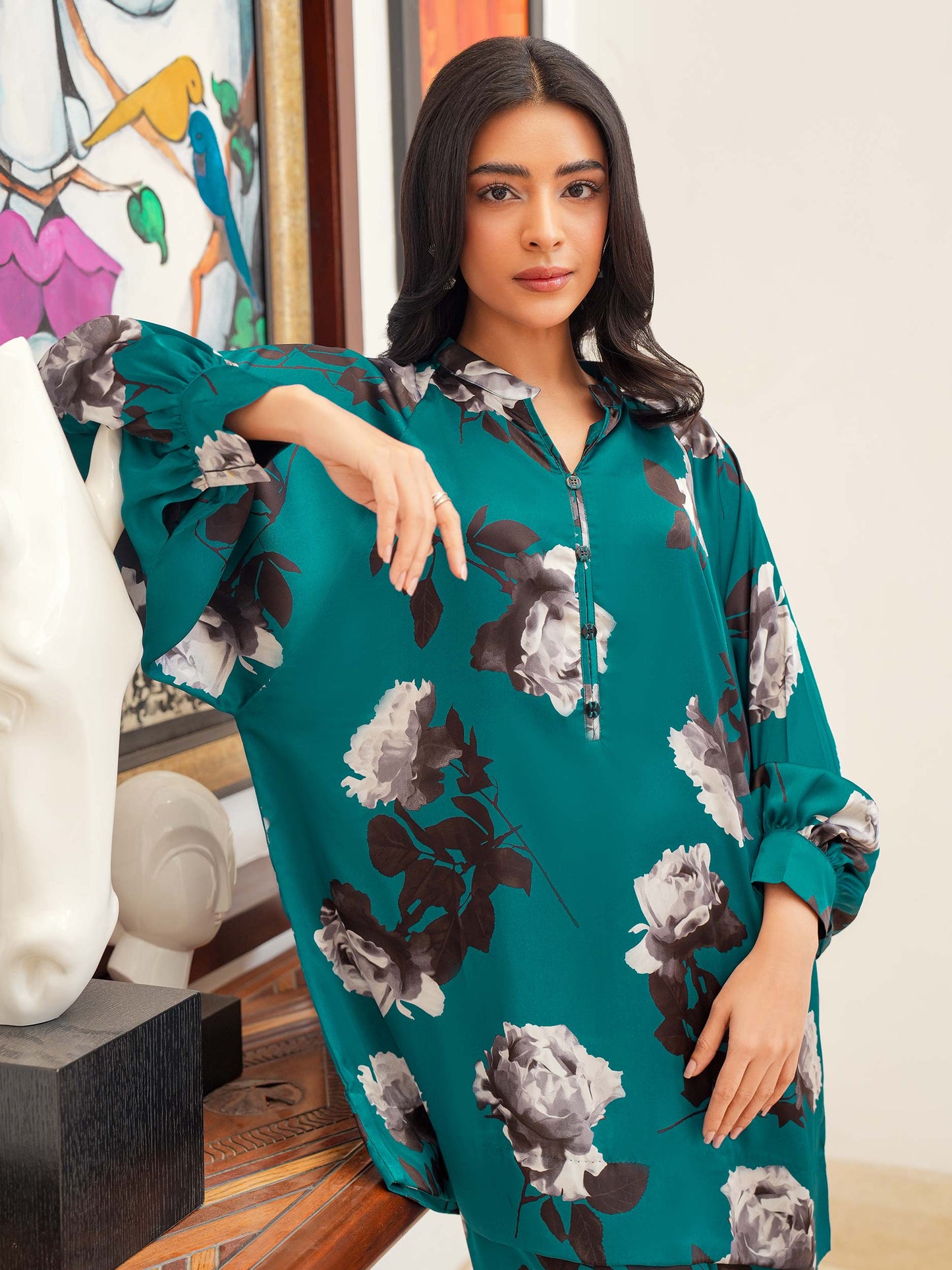 Silk Co-ord Set-Printed (Pret)