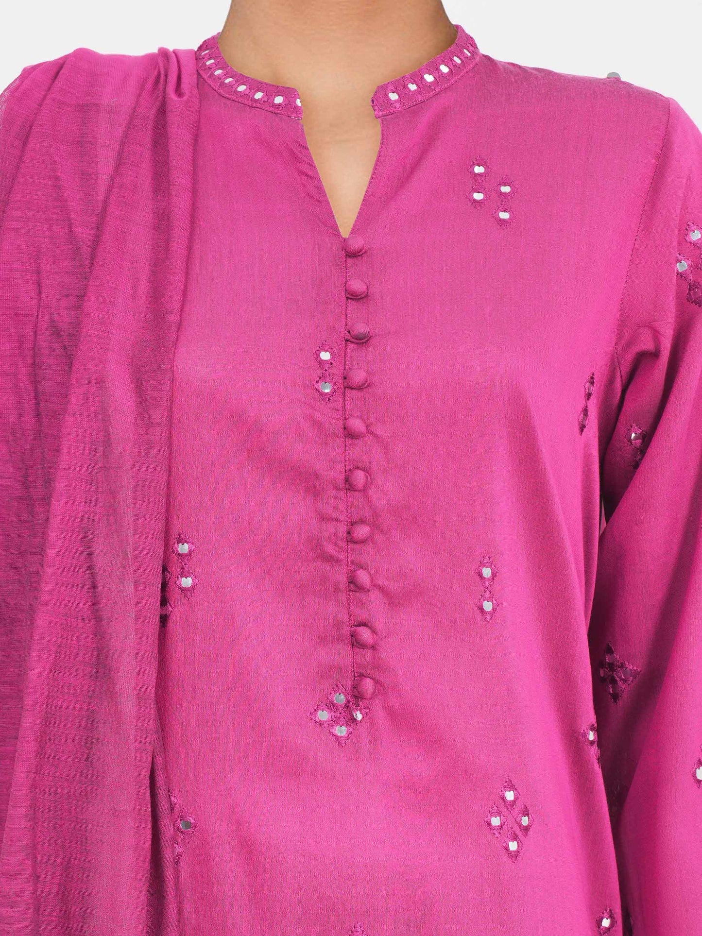 3 Piece Raw Silk Suit- Embroidered (Pret)