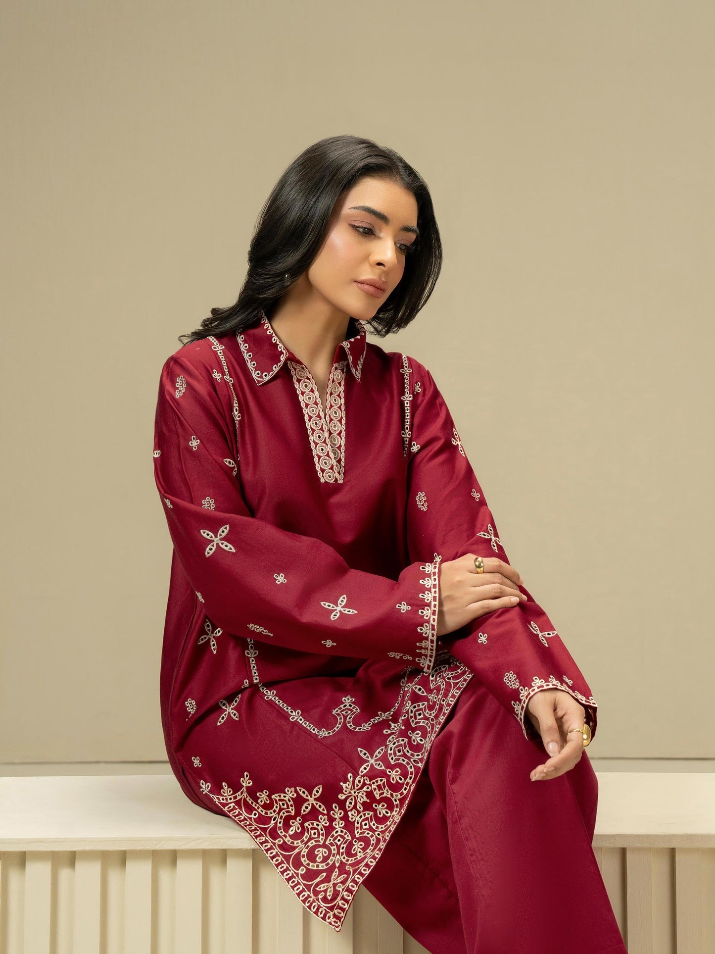 Satin Co-ord-Embroidered