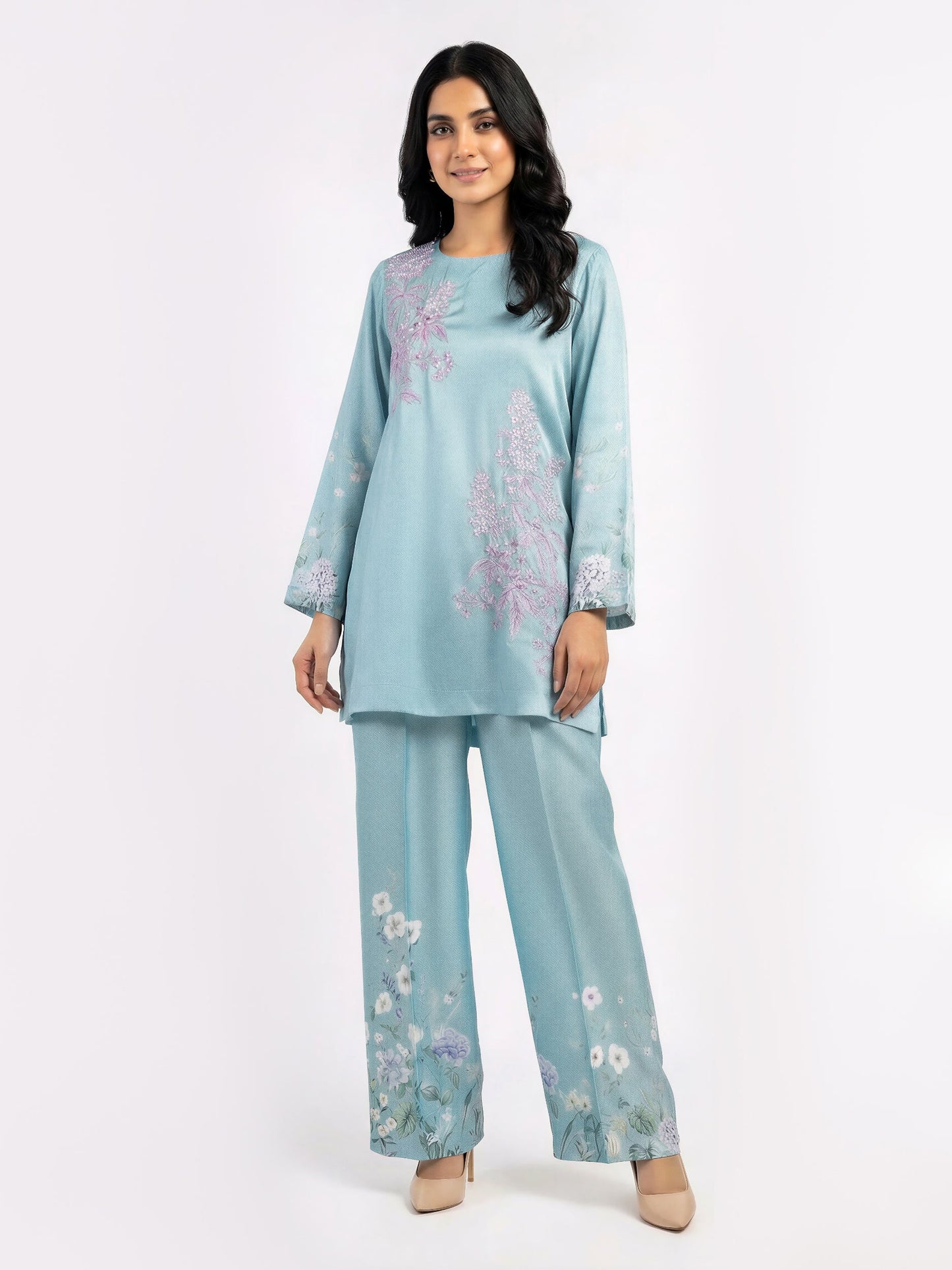 Silk Co-ord set- Embroidered