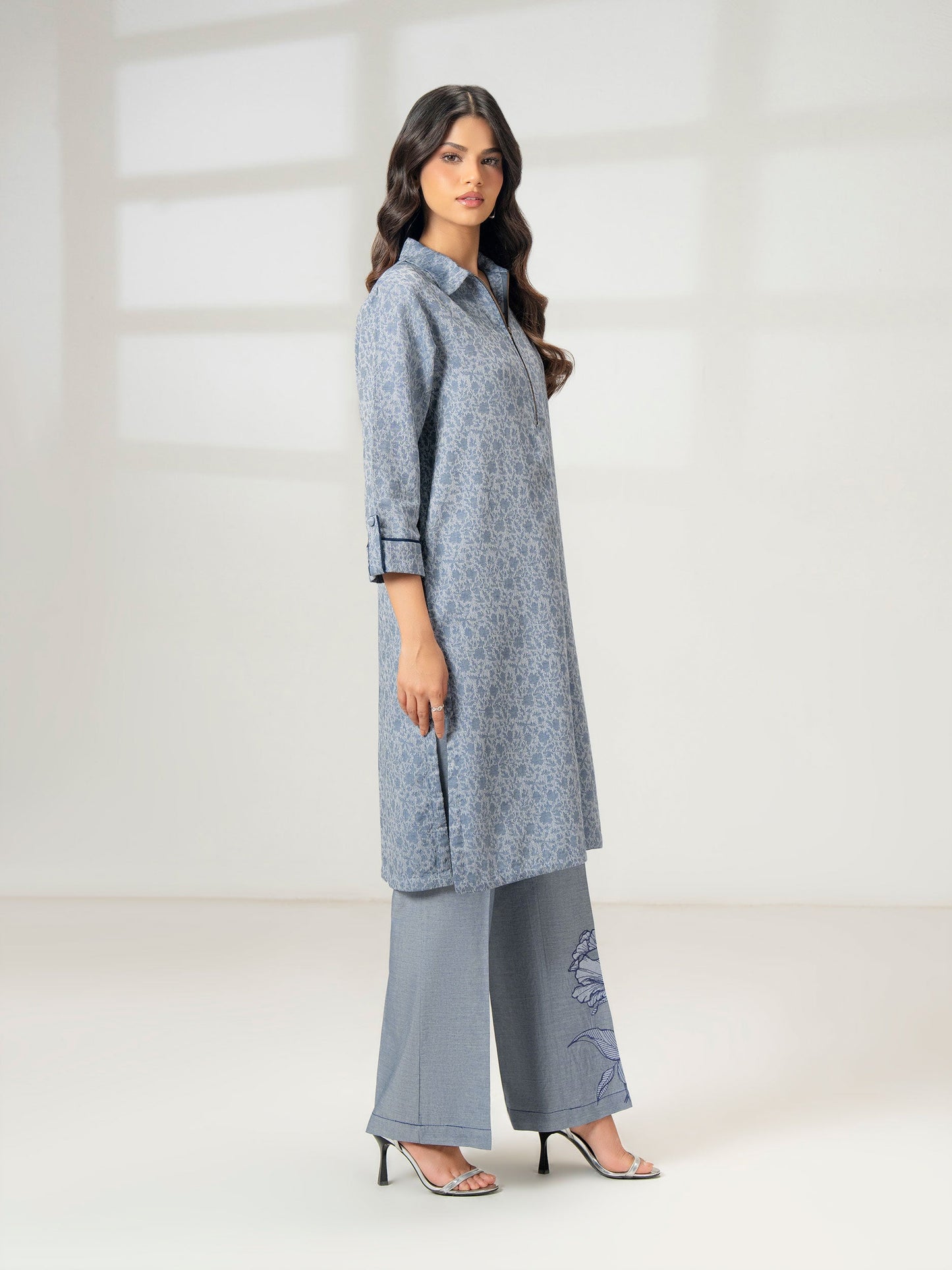 2 Piece Jacquard Suit-Embroidered (Pret)
