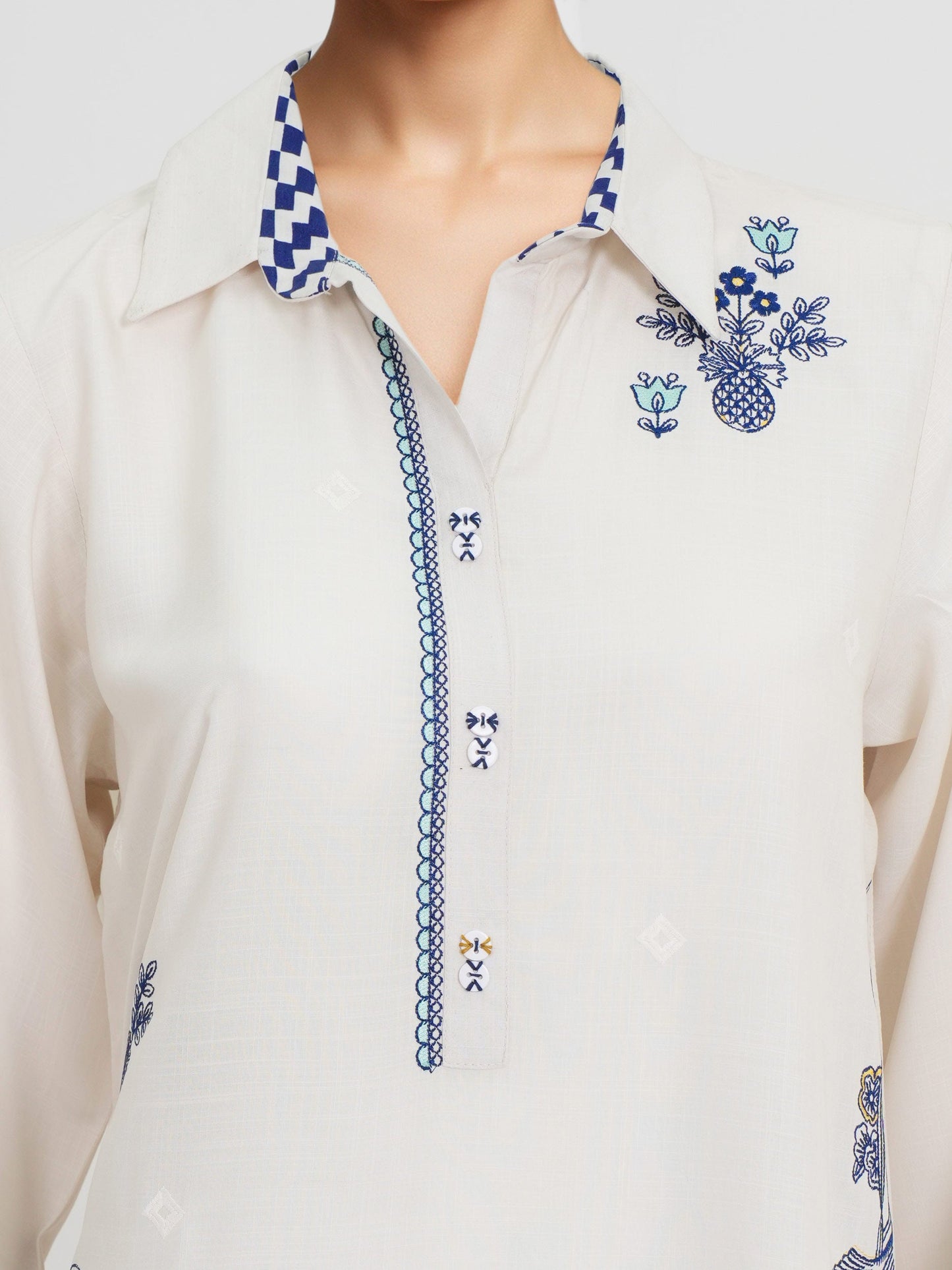 Viscose Slub Co-ord Set-Embroidered