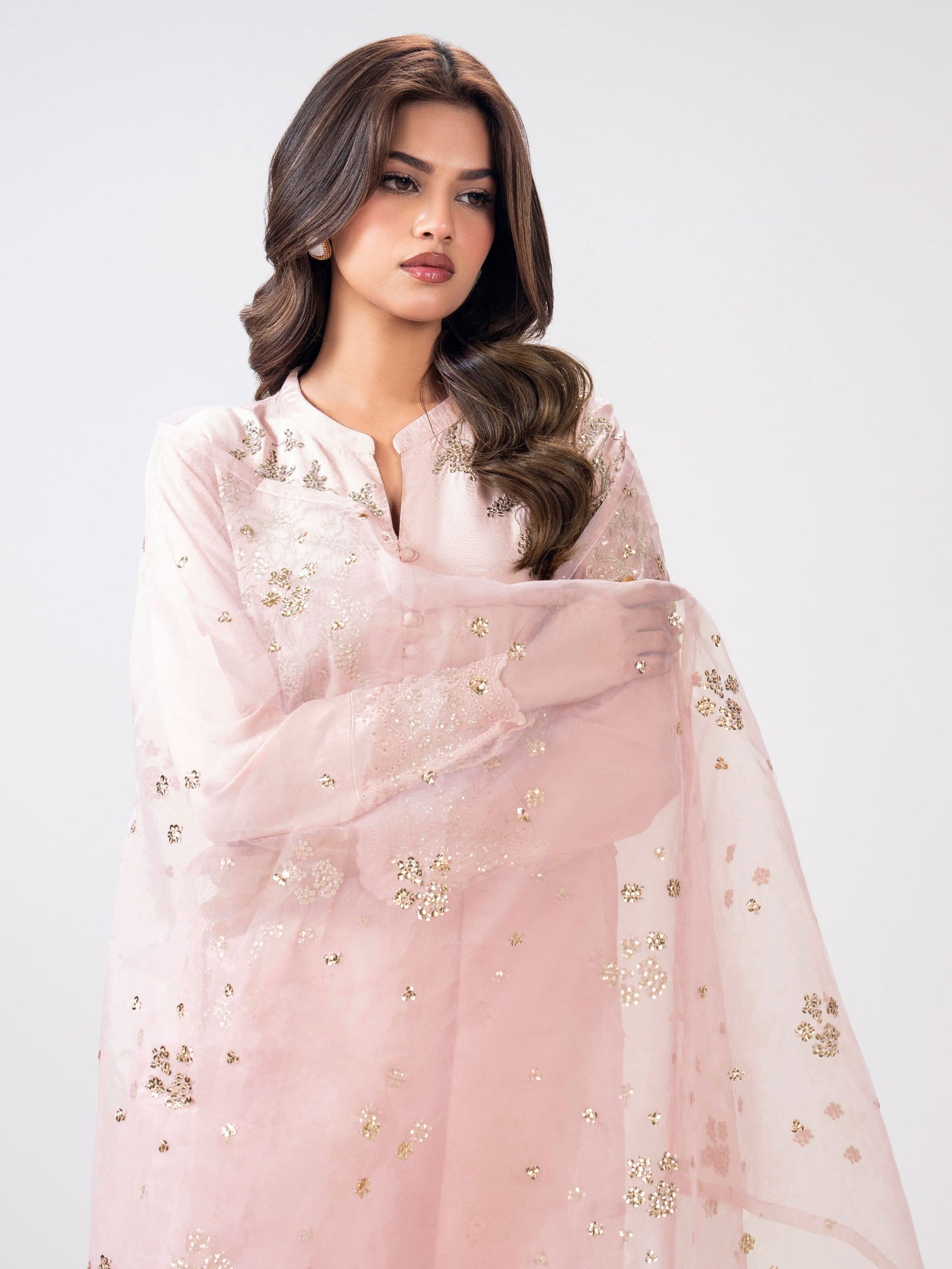 3 Piece Oak Silk Suit- Embroidered (Pret)