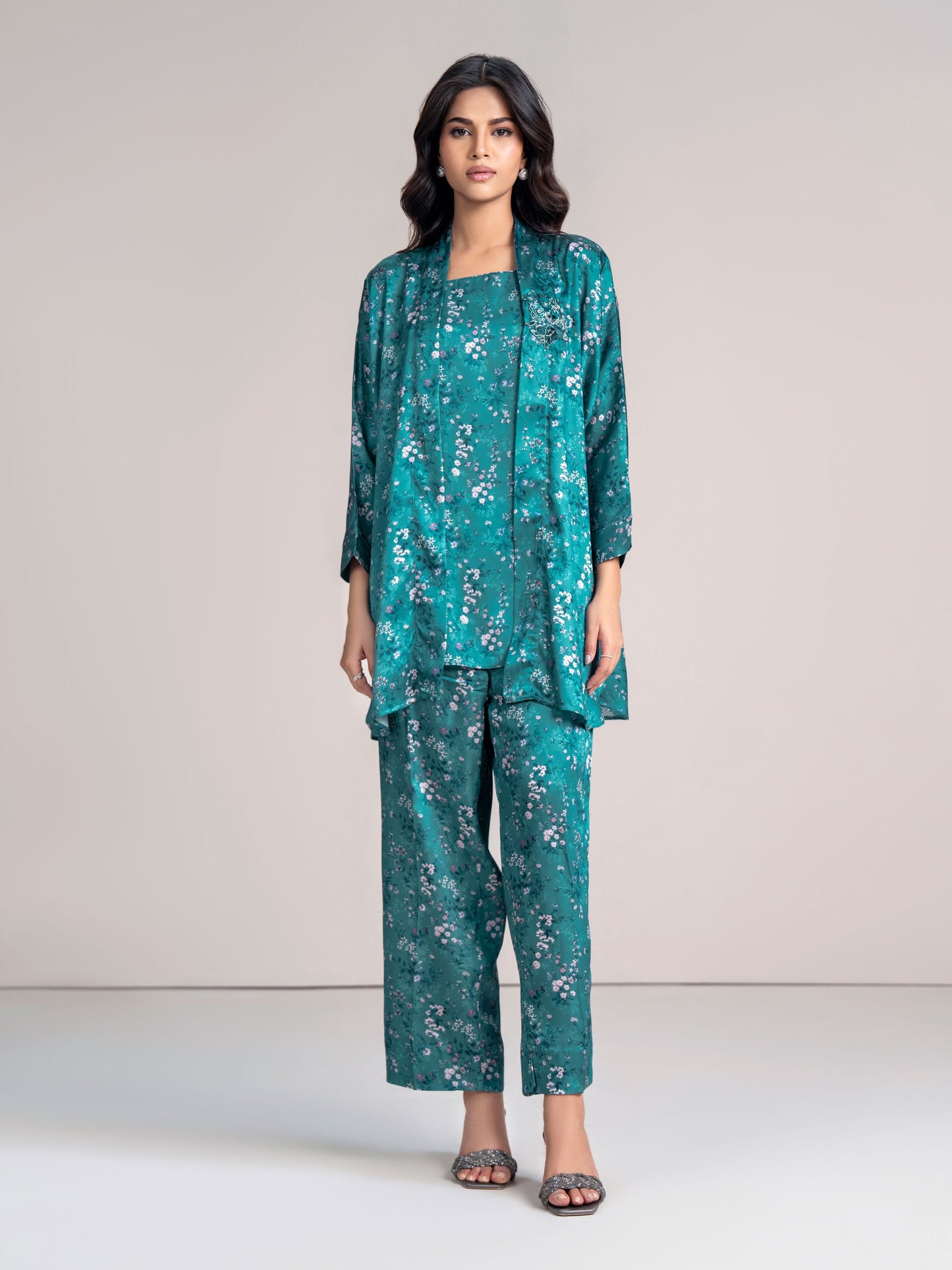 2-Piece Silk Cardigan Suit (Pret)