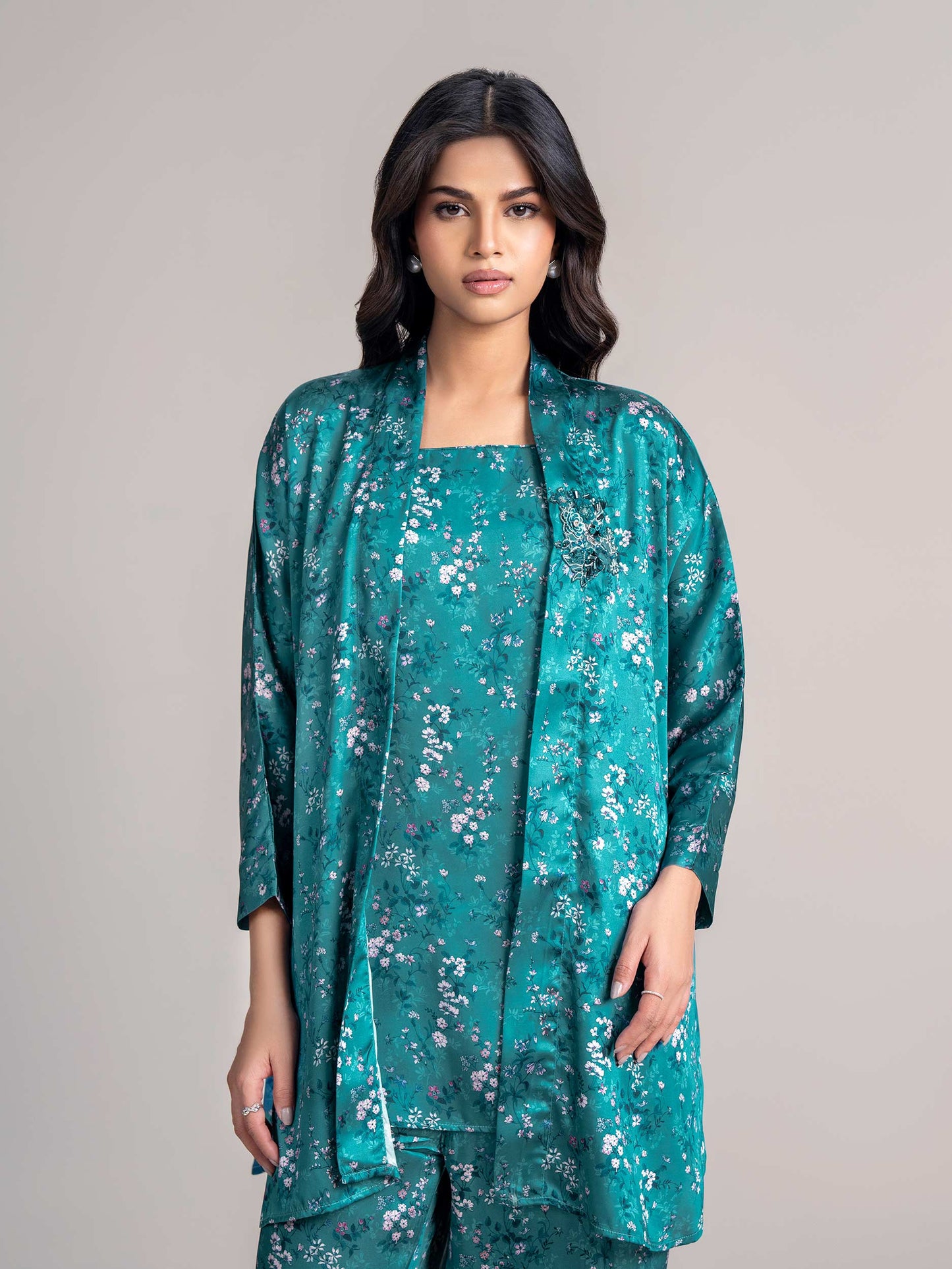 2-Piece Silk Cardigan Suit (Pret)