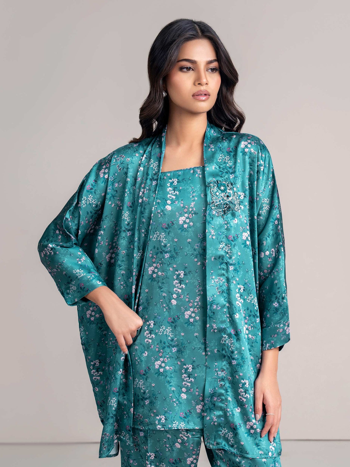 2-Piece Silk Cardigan Suit (Pret)