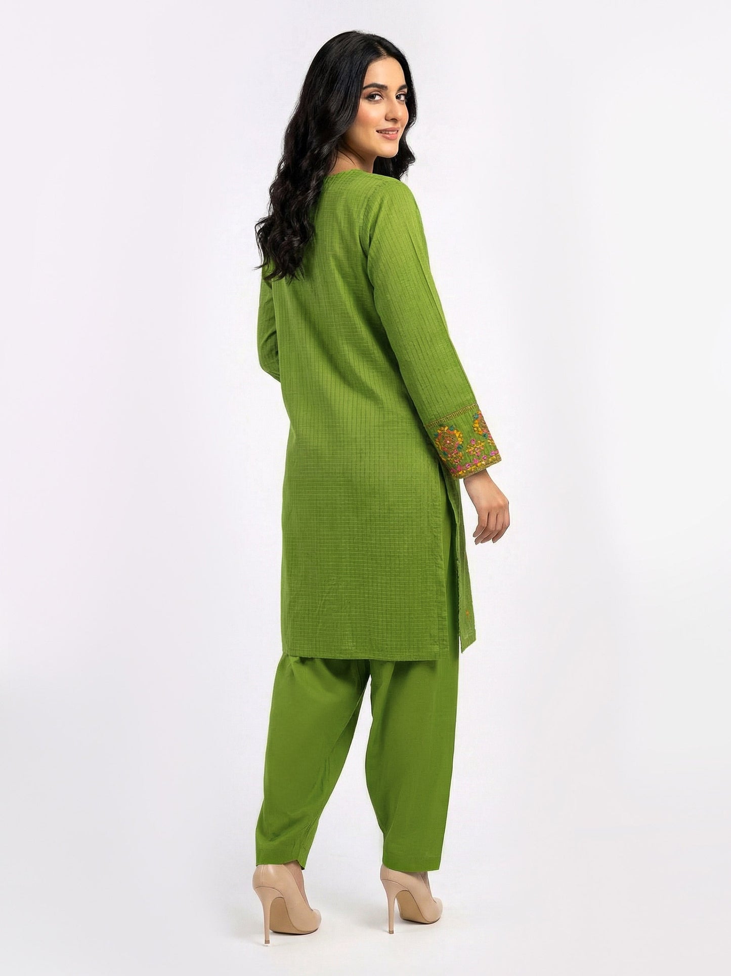 2 Piece Texture Suit- Embroidered (Pret)