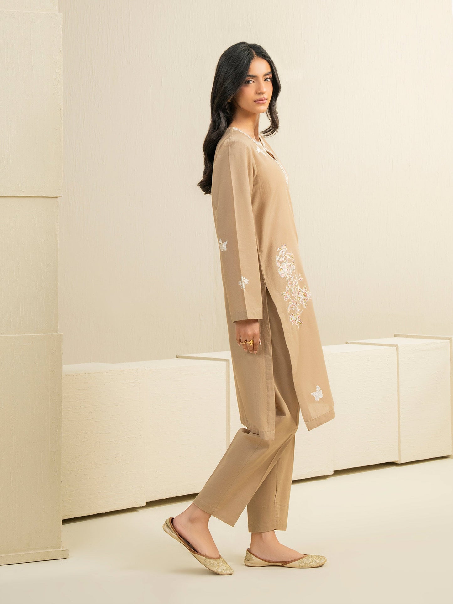 2 Piece Cambric Suit-Embroidered (Pret)